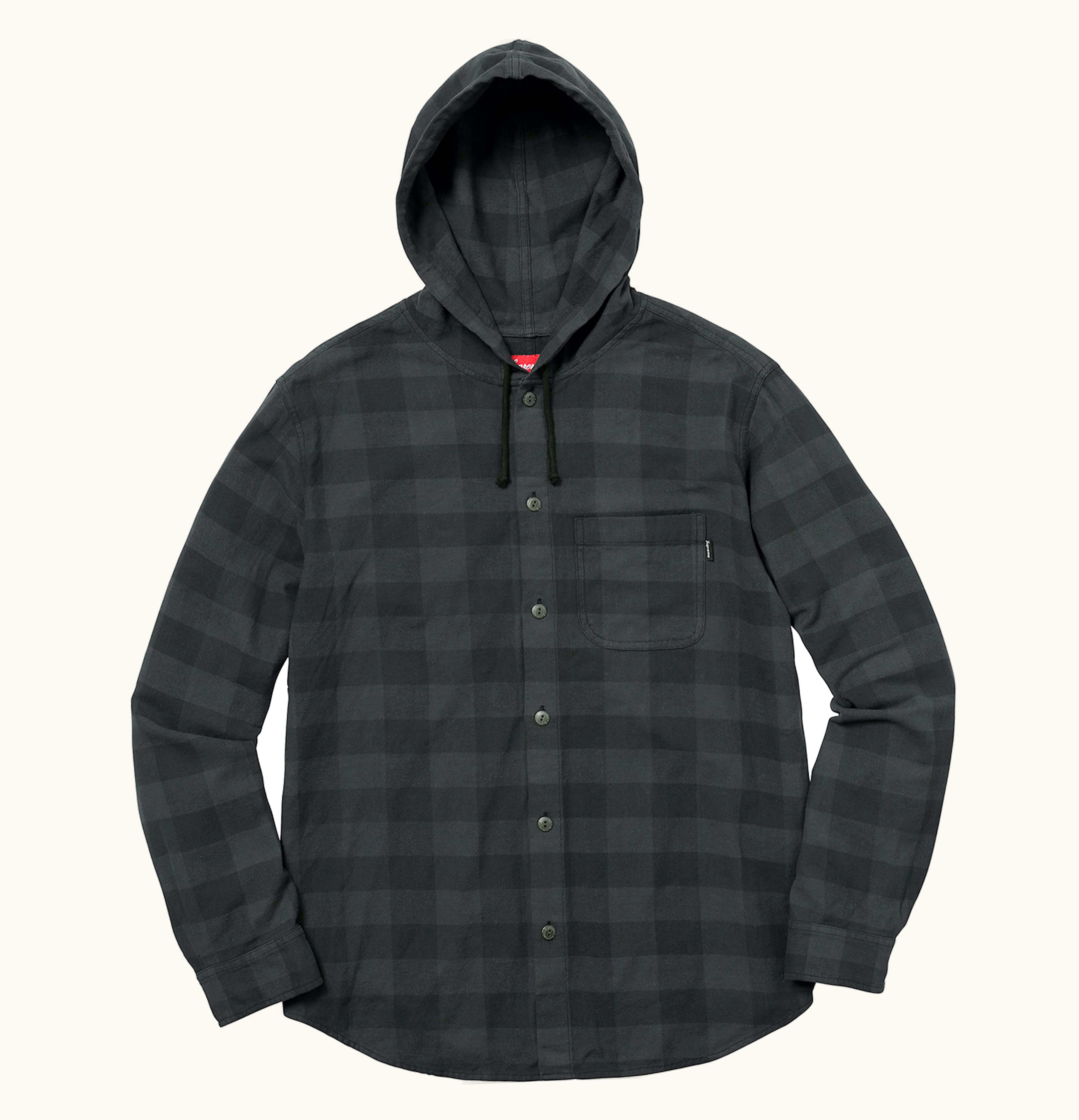 Supreme Supreme Hooded Buffalo Plaid Flannel Shirt Black