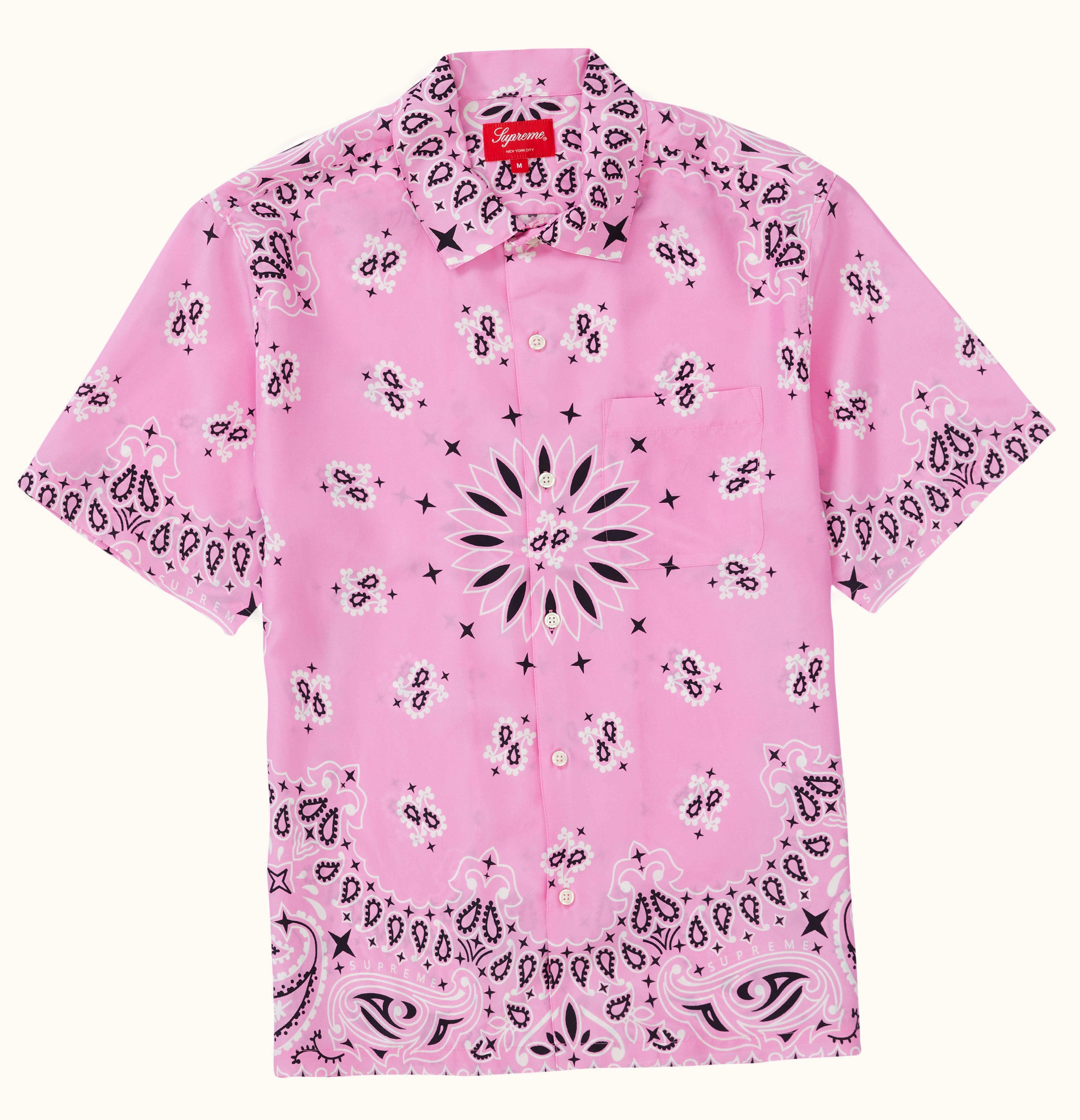 Supreme Supreme Bandana Silk S S Shirt Pink