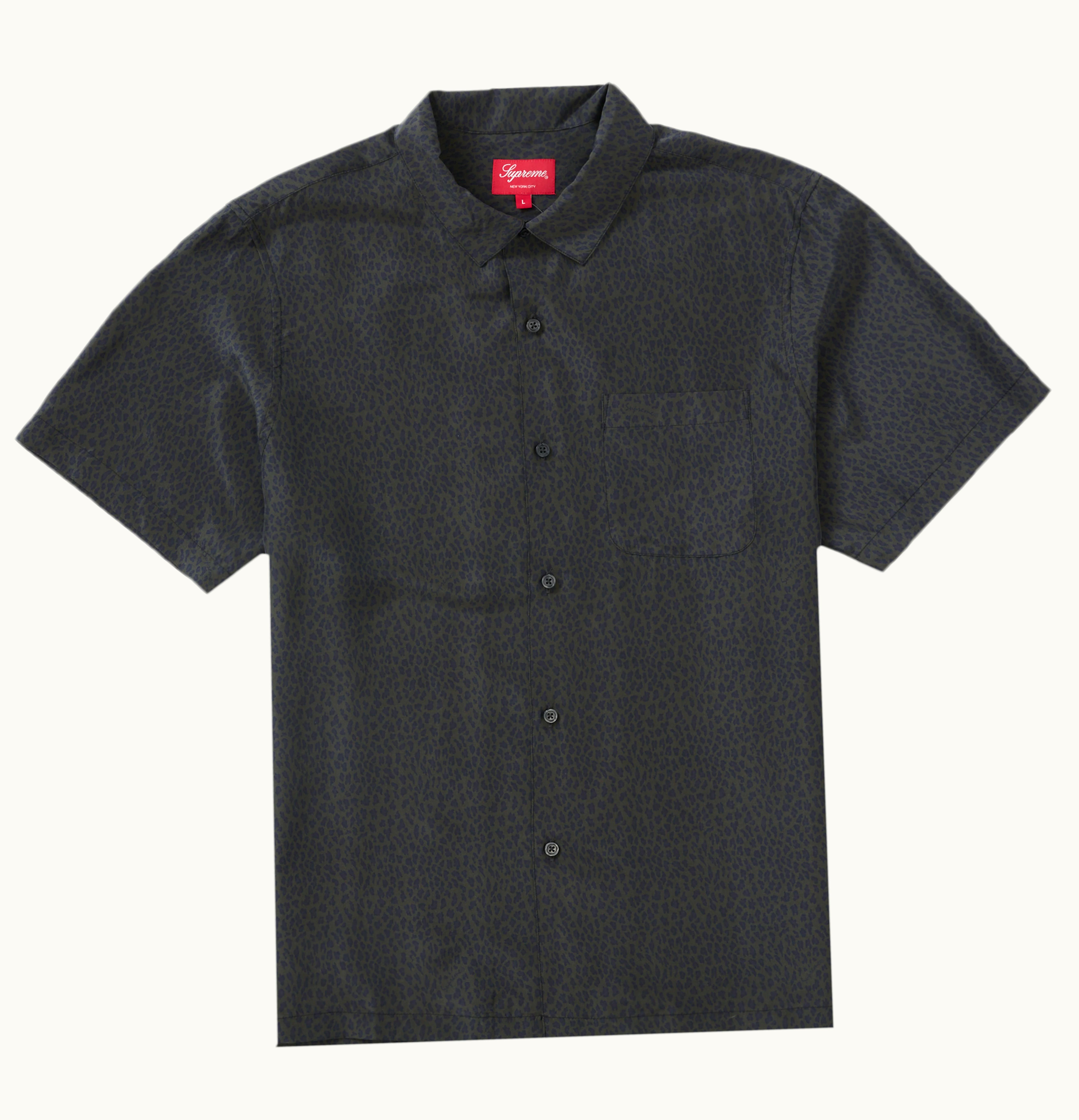 Supreme Supreme Leopard Silk S S Shirt Charcoal