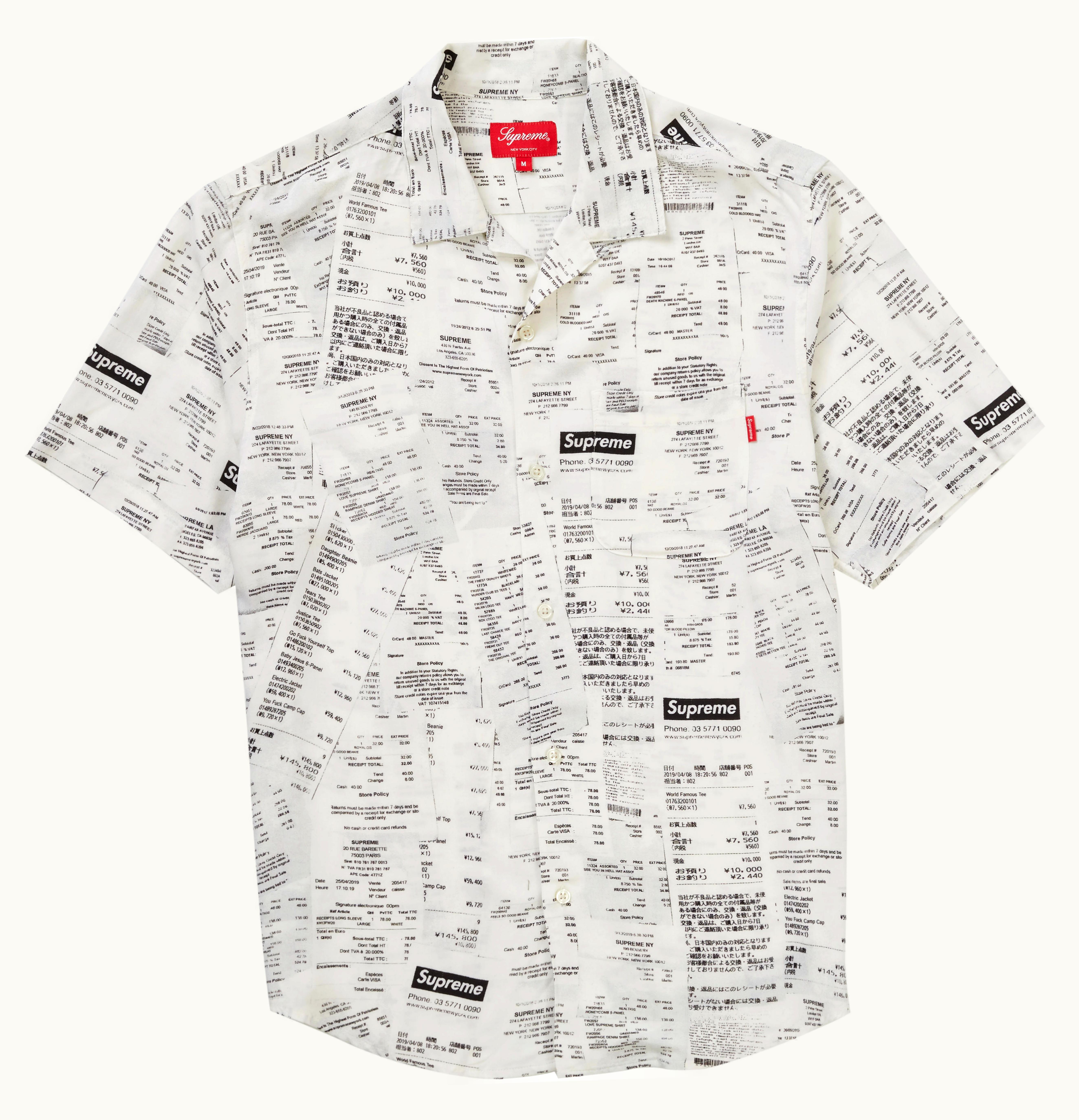 Supreme Supreme Receipts Rayon S S Shirt White
