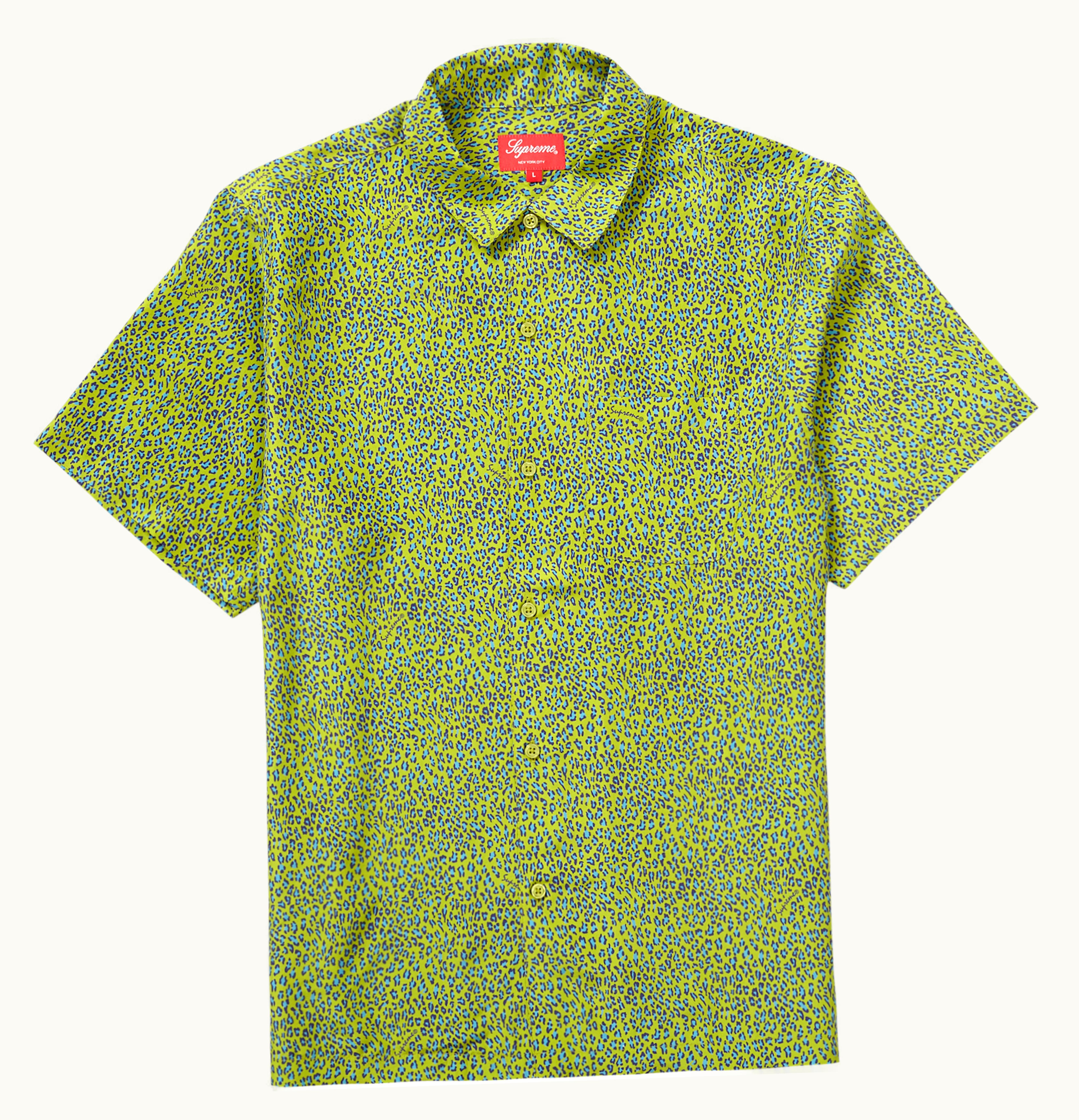 Supreme Supreme Leopard Silk S S Shirt Green
