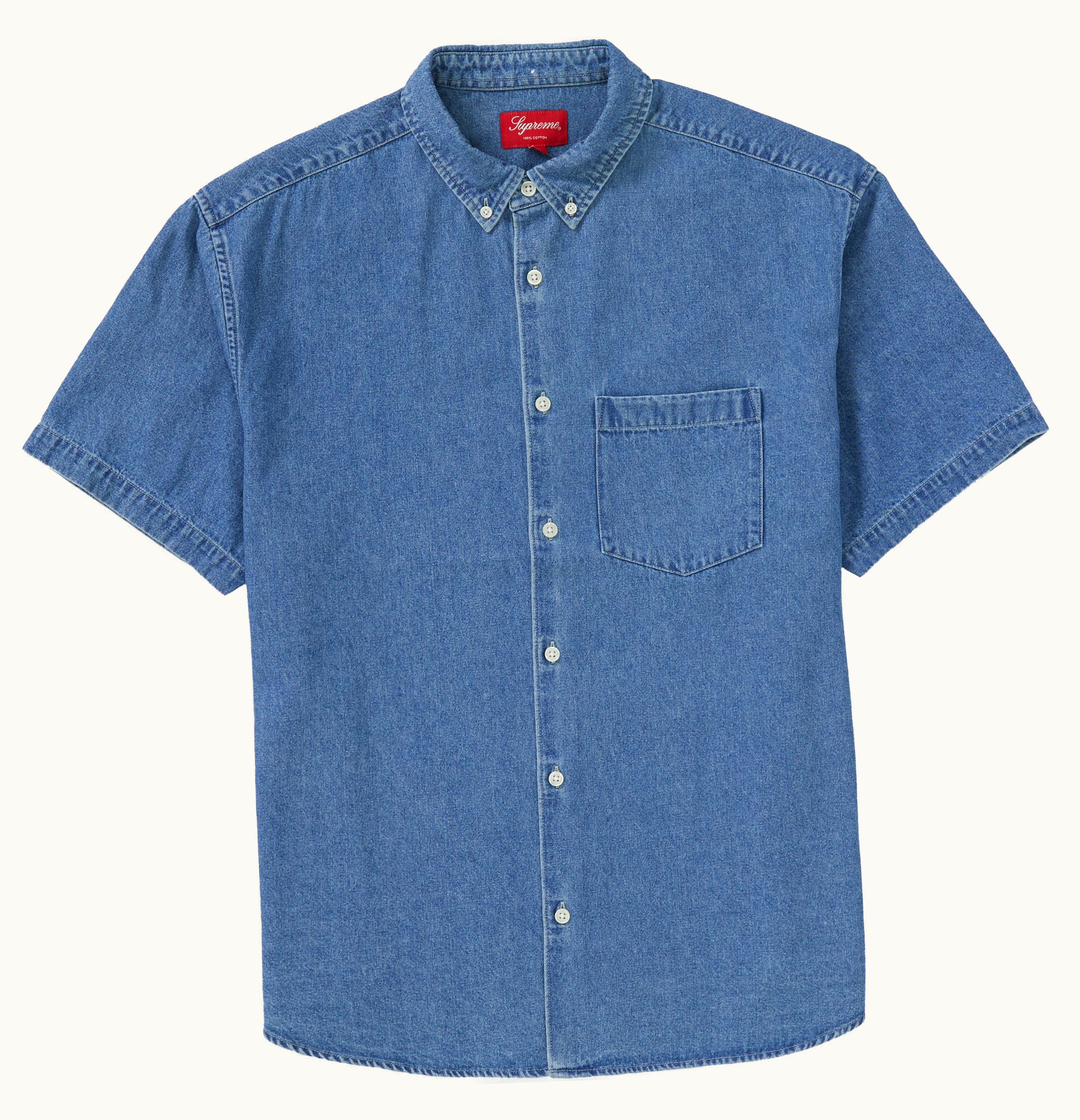 Supreme Supreme Embossed Denim S S Shirt Blue