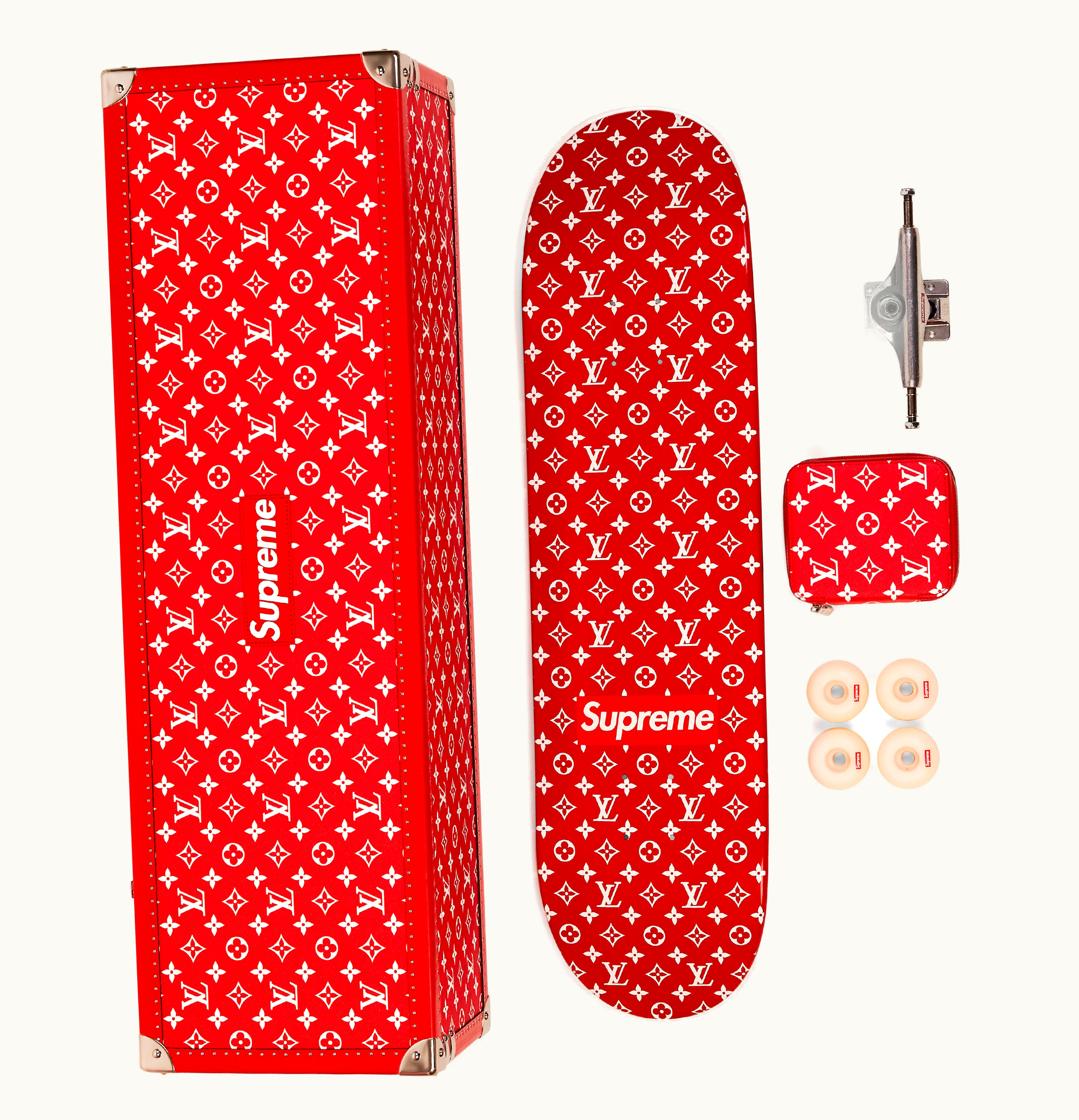 Supreme Louis Vuitton x Supreme Boite Skateboard Trunk Monogram Supreme Red