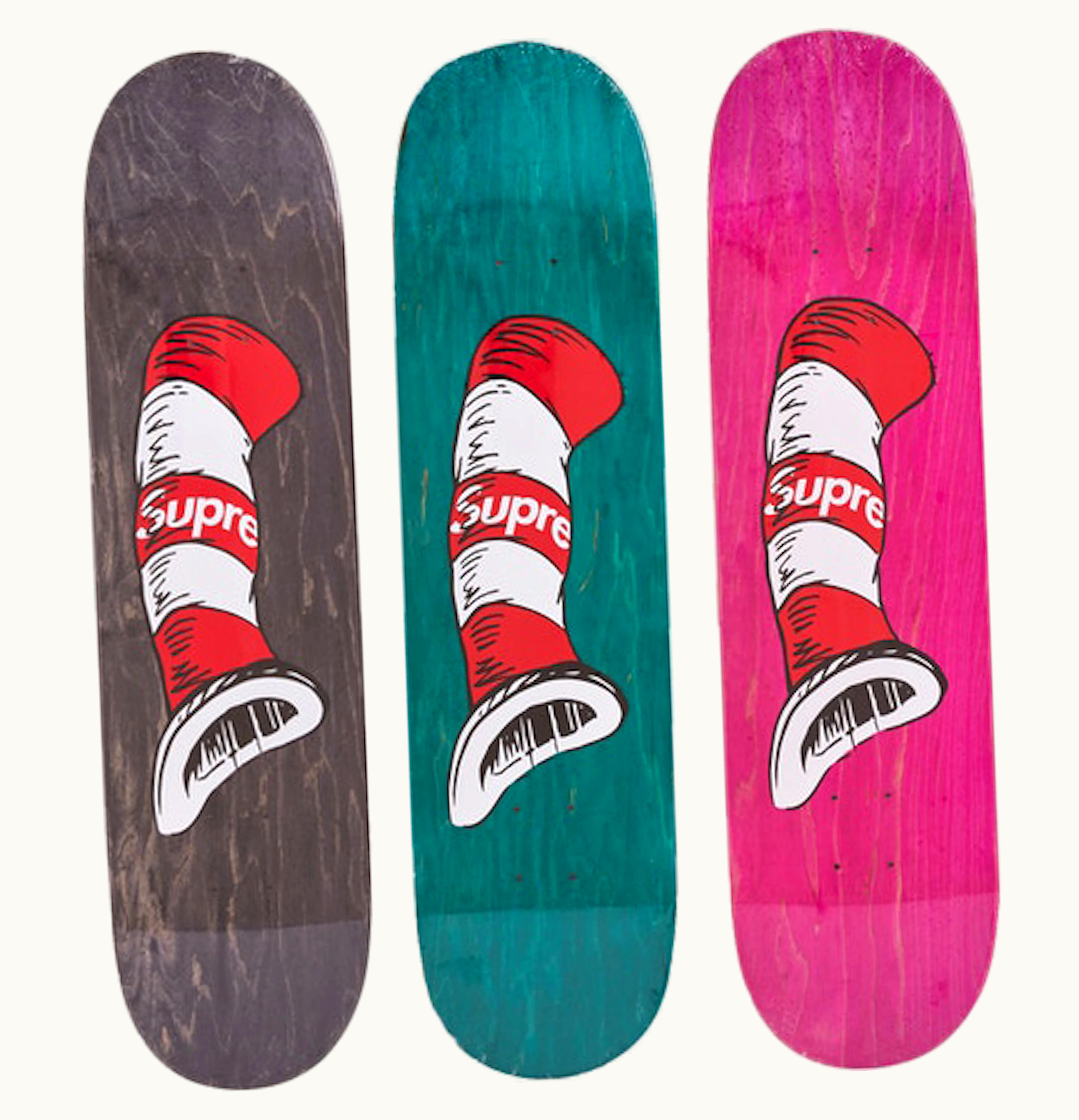 Supreme Supreme Cat in the Hat Skateboard Black Green Pink Set