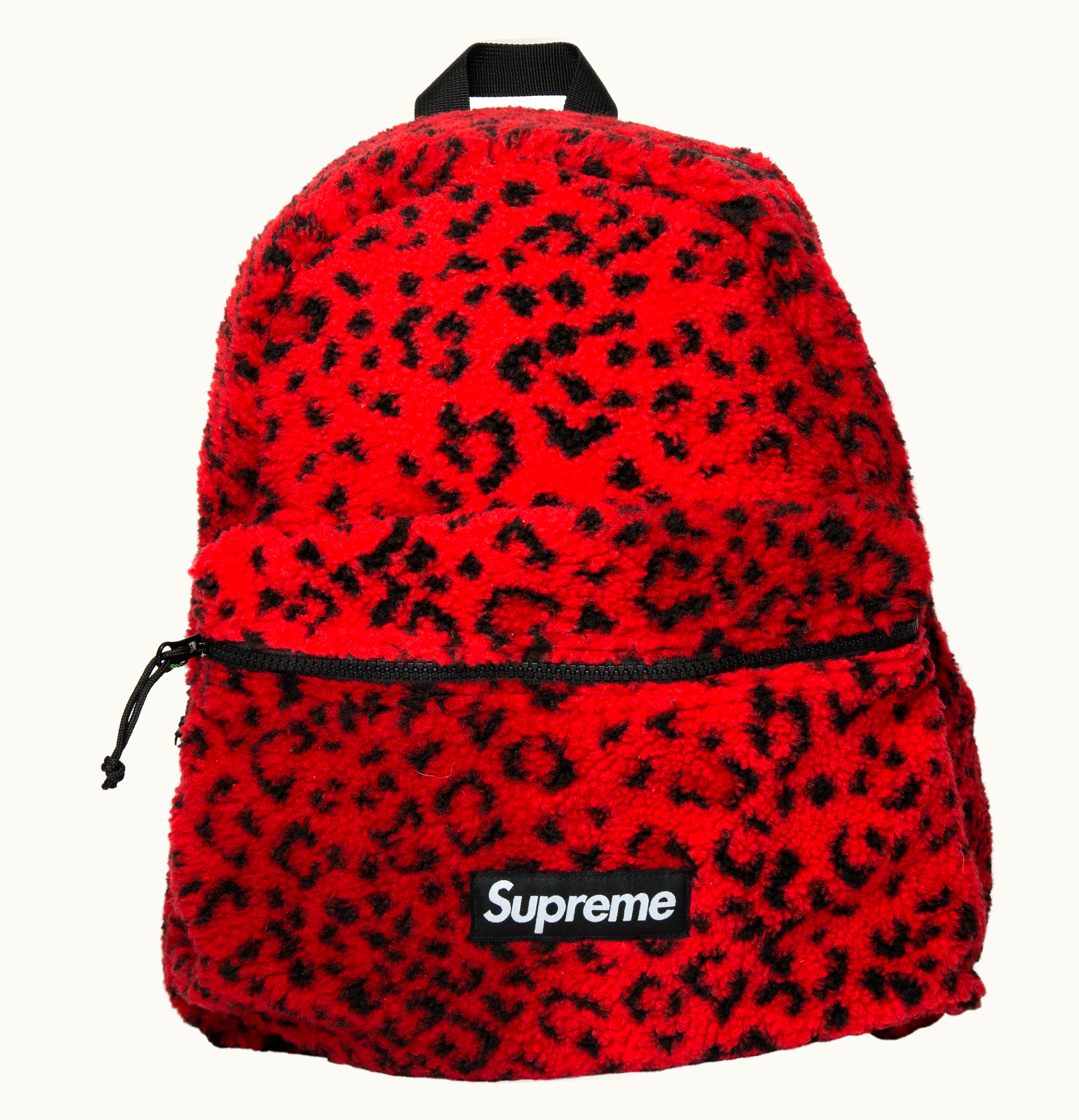 Supreme Supreme Leopard Fleece Backpack Red