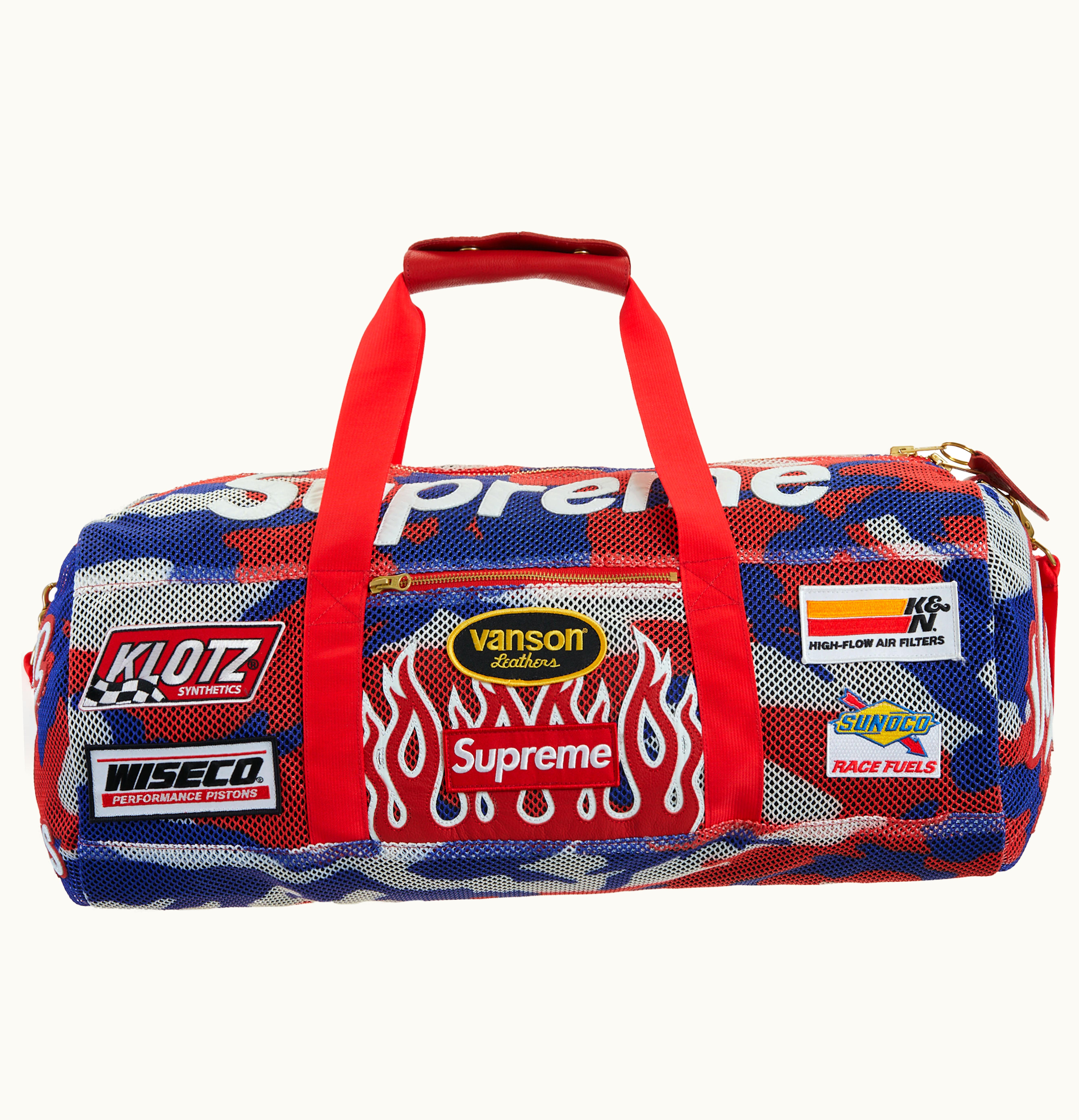 Supreme Supreme Vanson Leathers Cordura Mesh Duffle Bag Red Camo