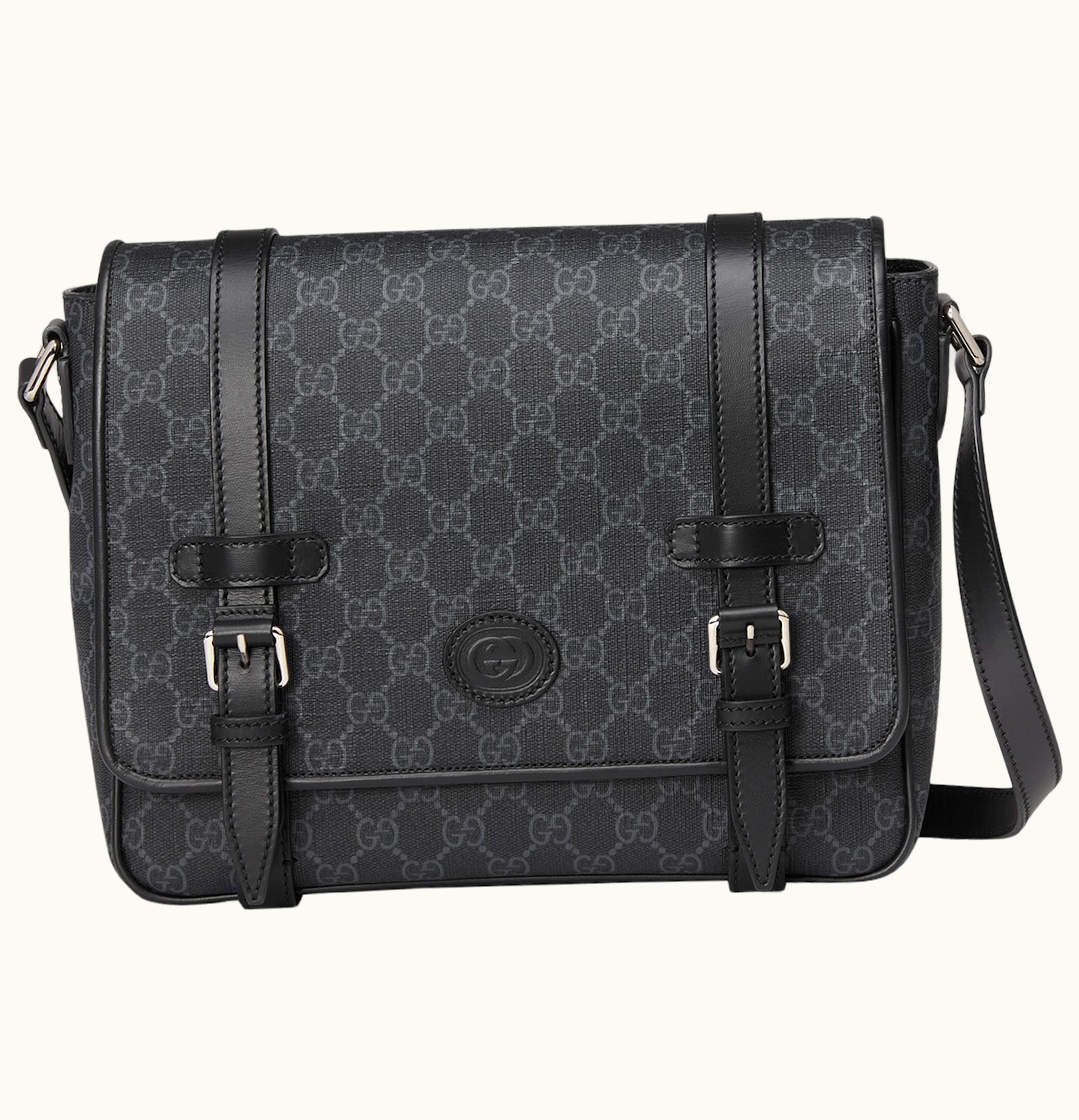 Gucci Gucci Messenger Bag GG Supreme Canvas Black Grey