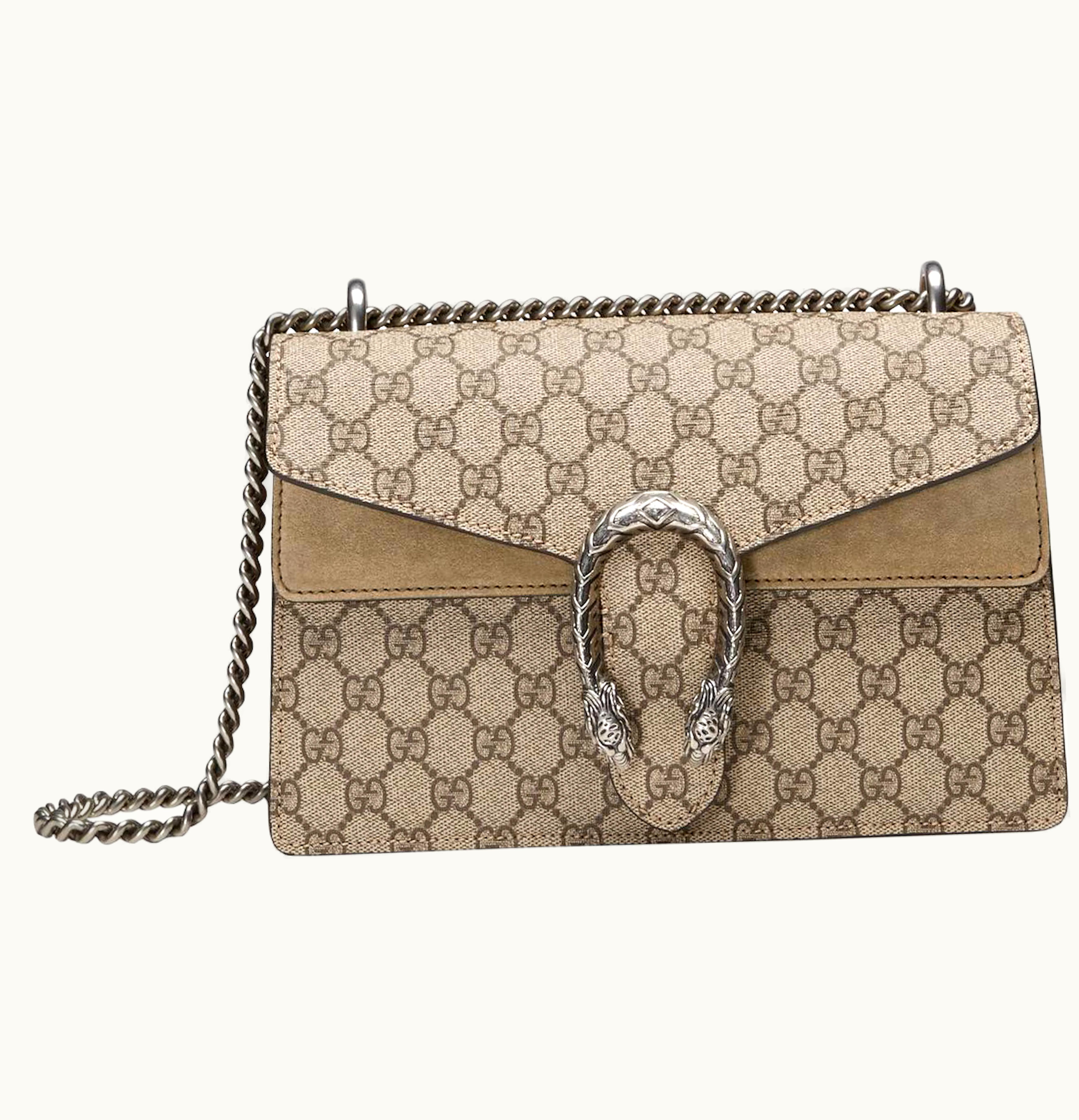 Gucci Gucci Dionysus Shoulder Bag GG Supreme Taupe Canvas Small