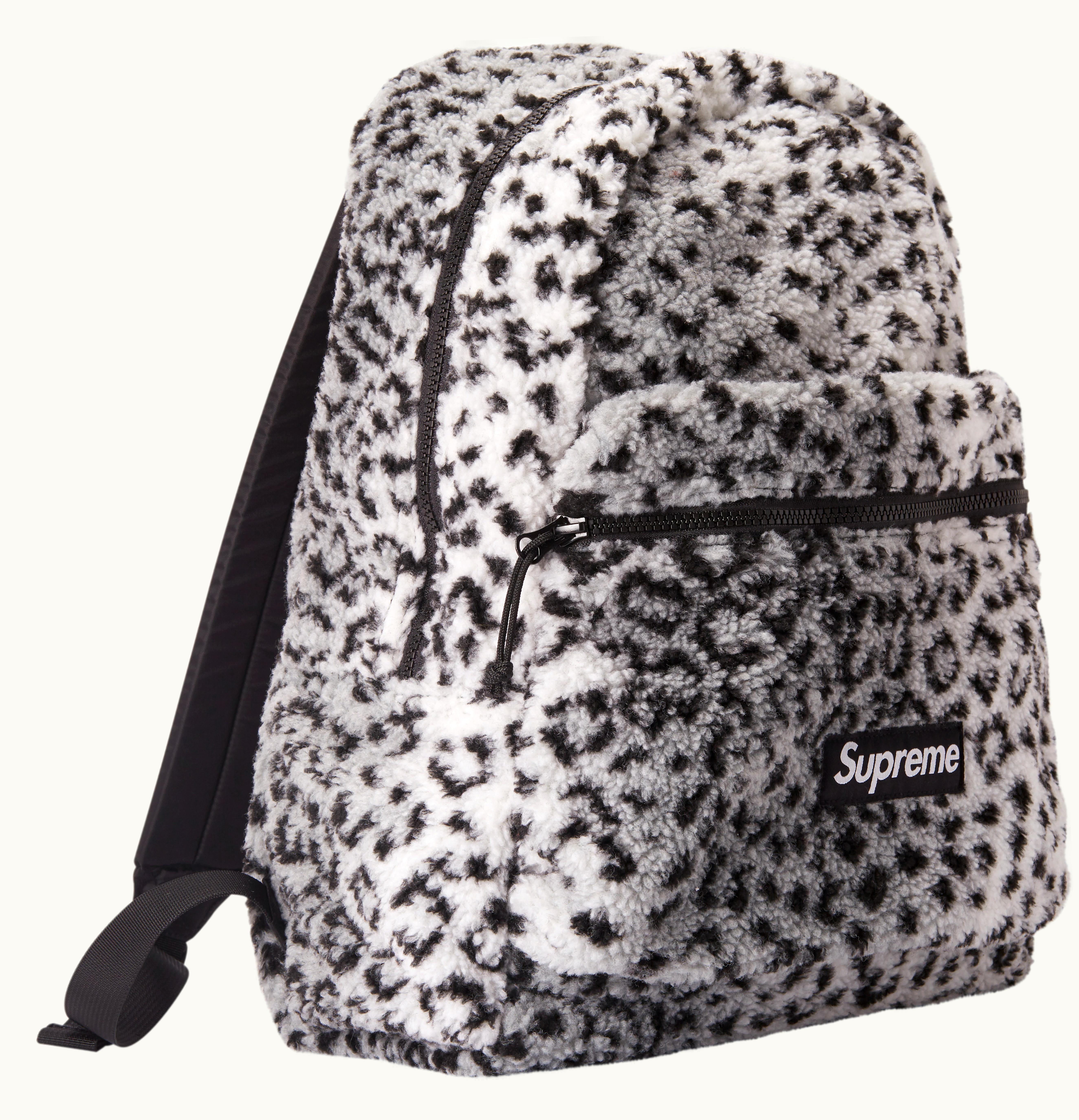 Supreme Supreme Leopard Fleece Backpack White