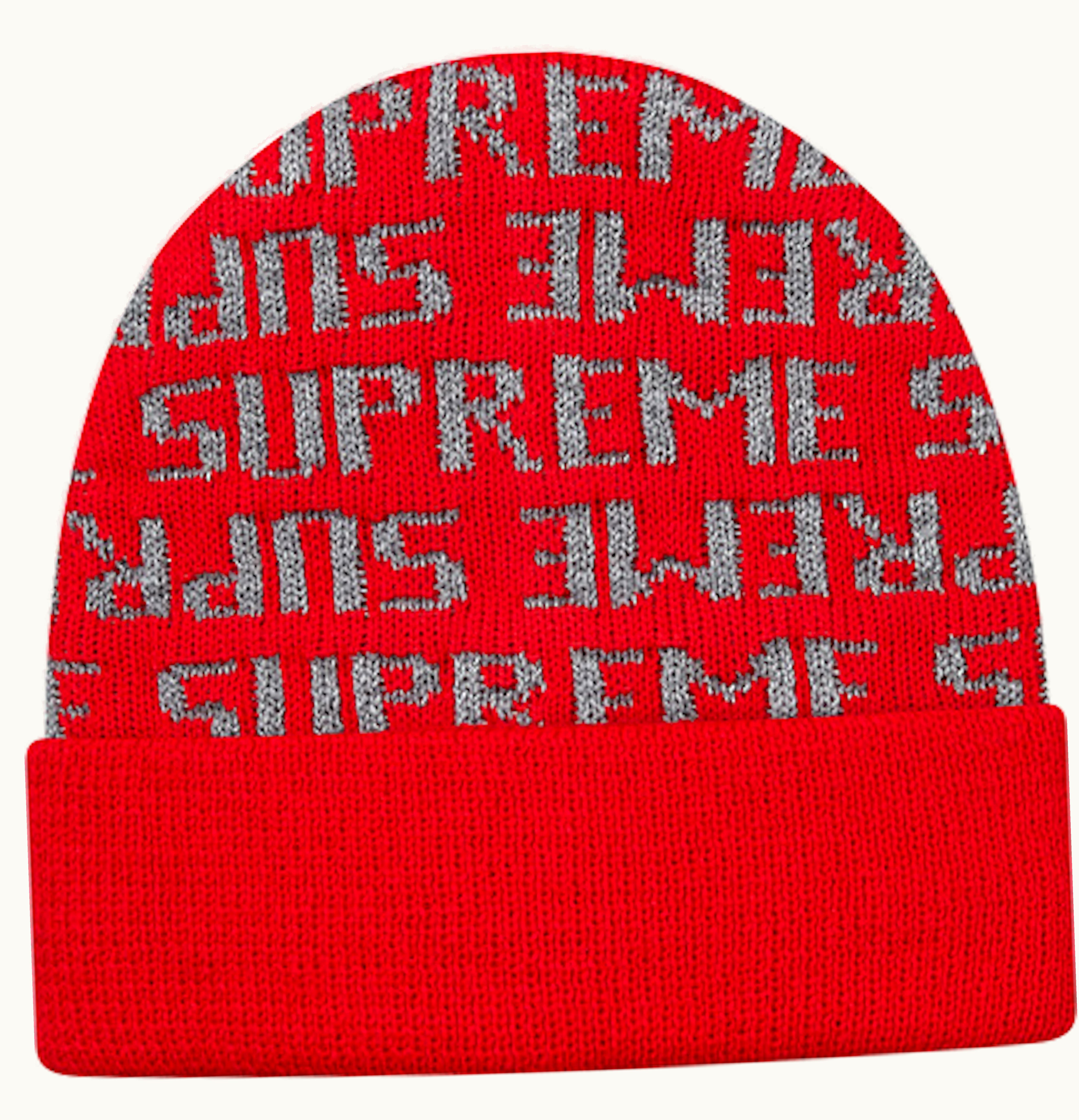 Supreme Supreme 3M Reflective Repeat Beanie Red