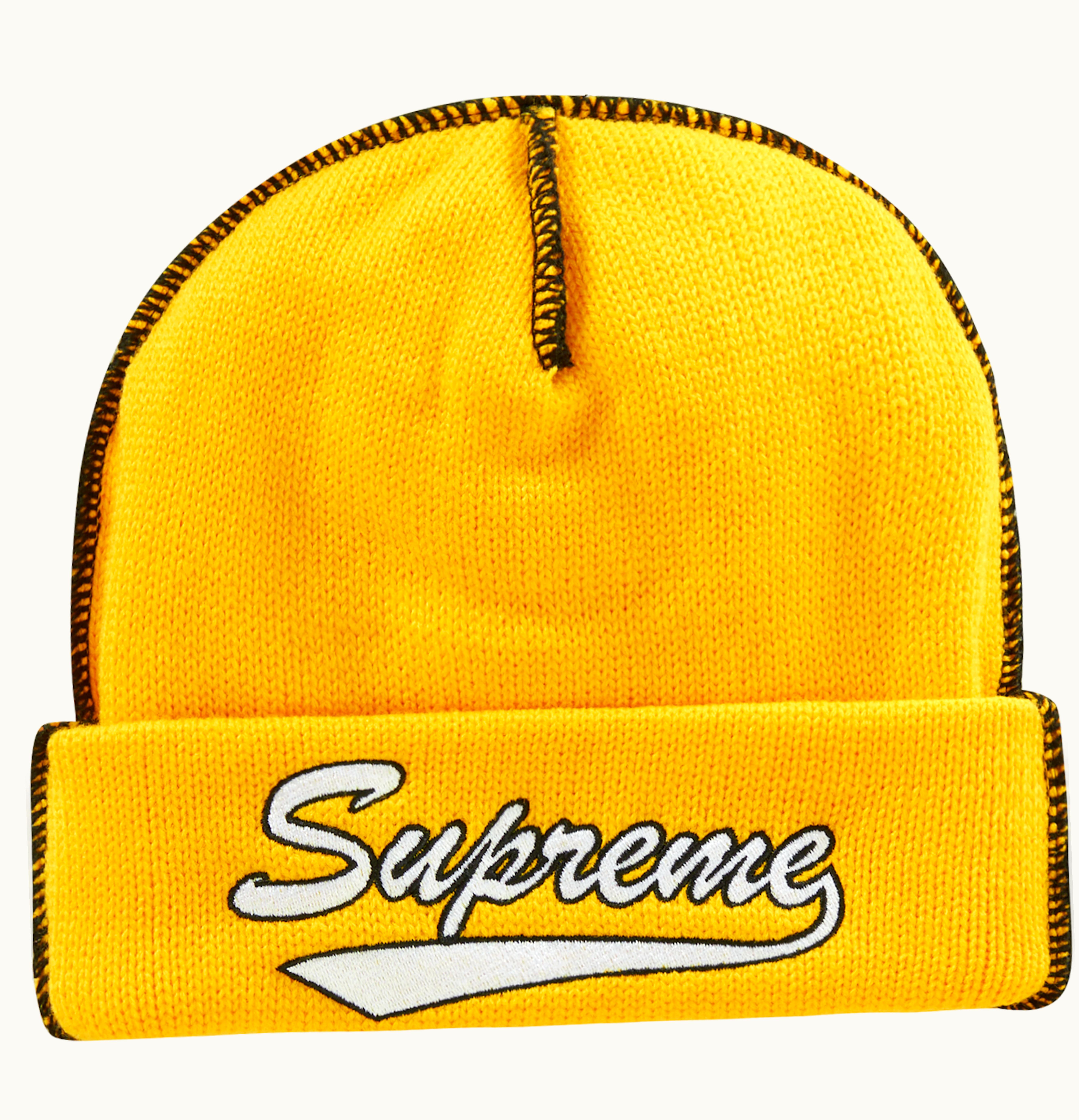 Supreme Supreme Contrast Stitch Beanie FW22 Yellow