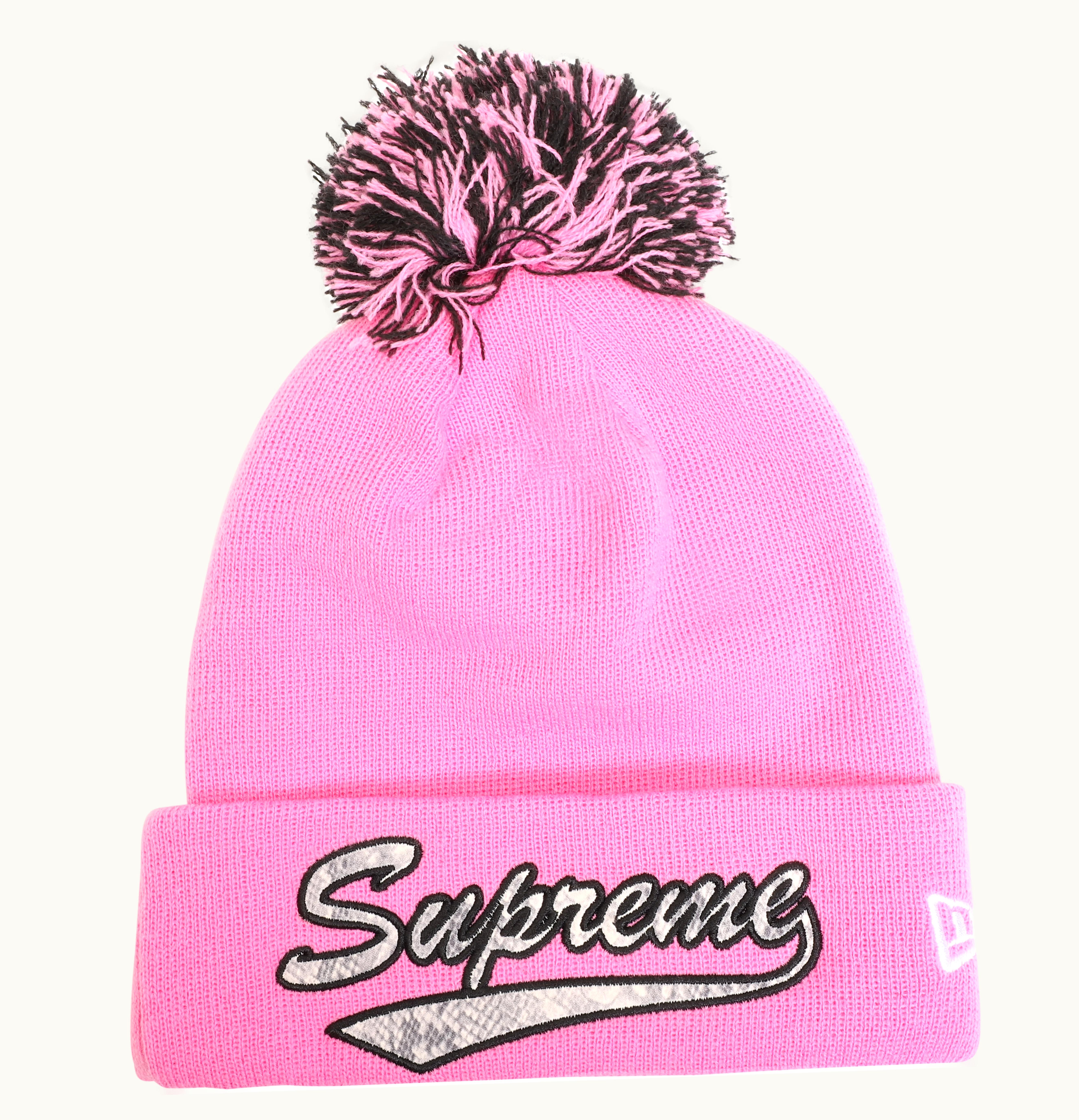Supreme Supreme New Era Snake Script Beanie Pink