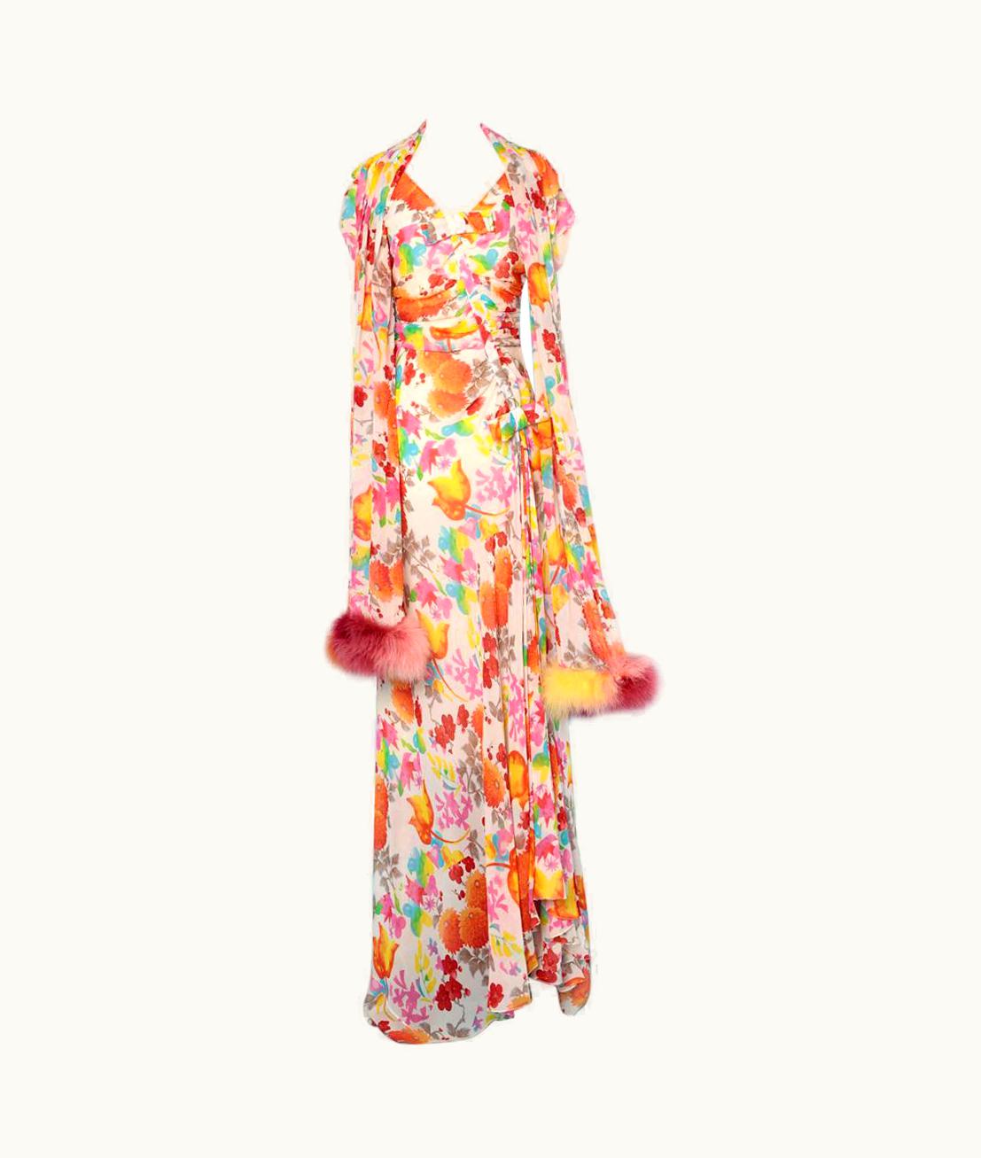 Dior Christian Dior Printed Chiffon Long Dress