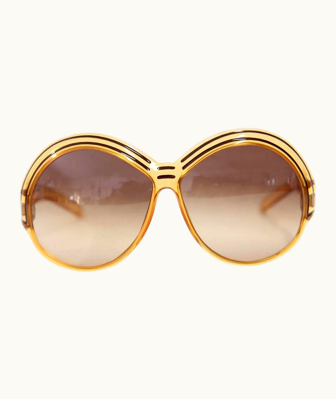 Dior 1970s Christian Dior Yellow And Brown Oval Sunglasses
