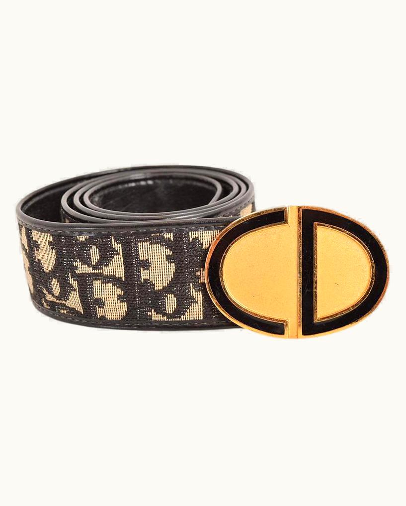 Dior Christian Dior 1970' Trotter Monogram Buckle Belt