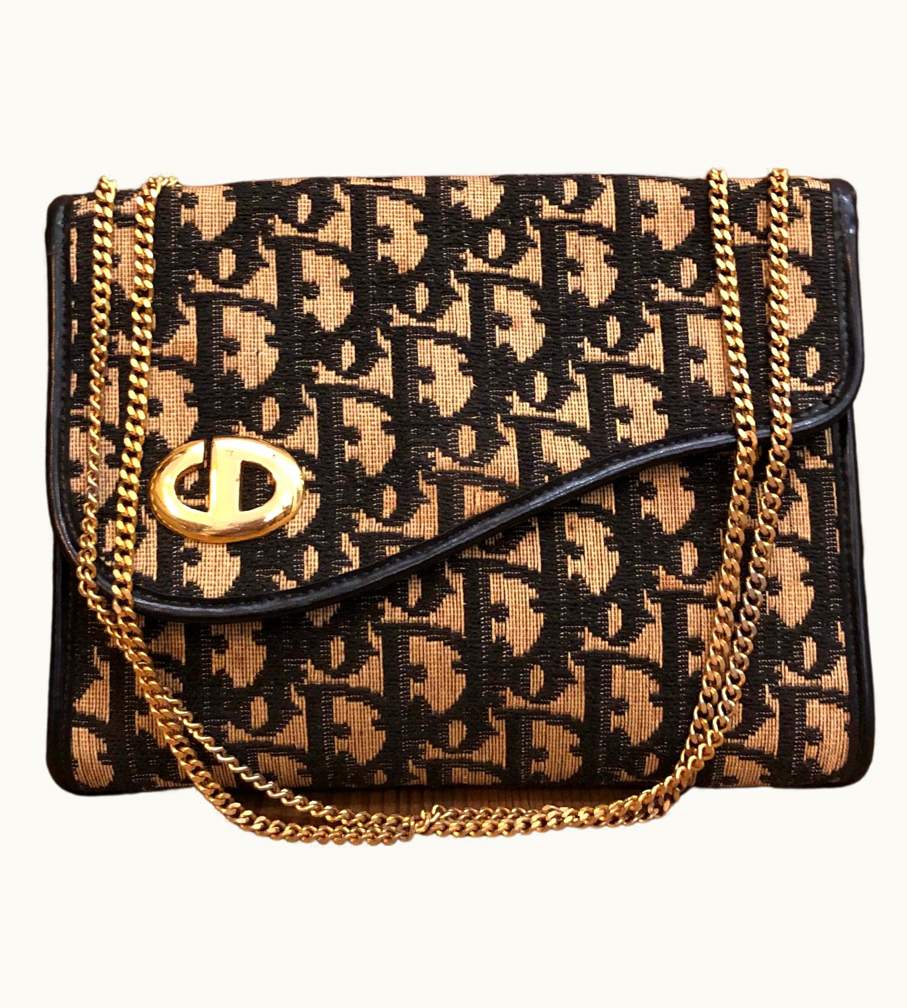 Dior Vintage Christian Dior Navy Trotter Saddle Chain Bag