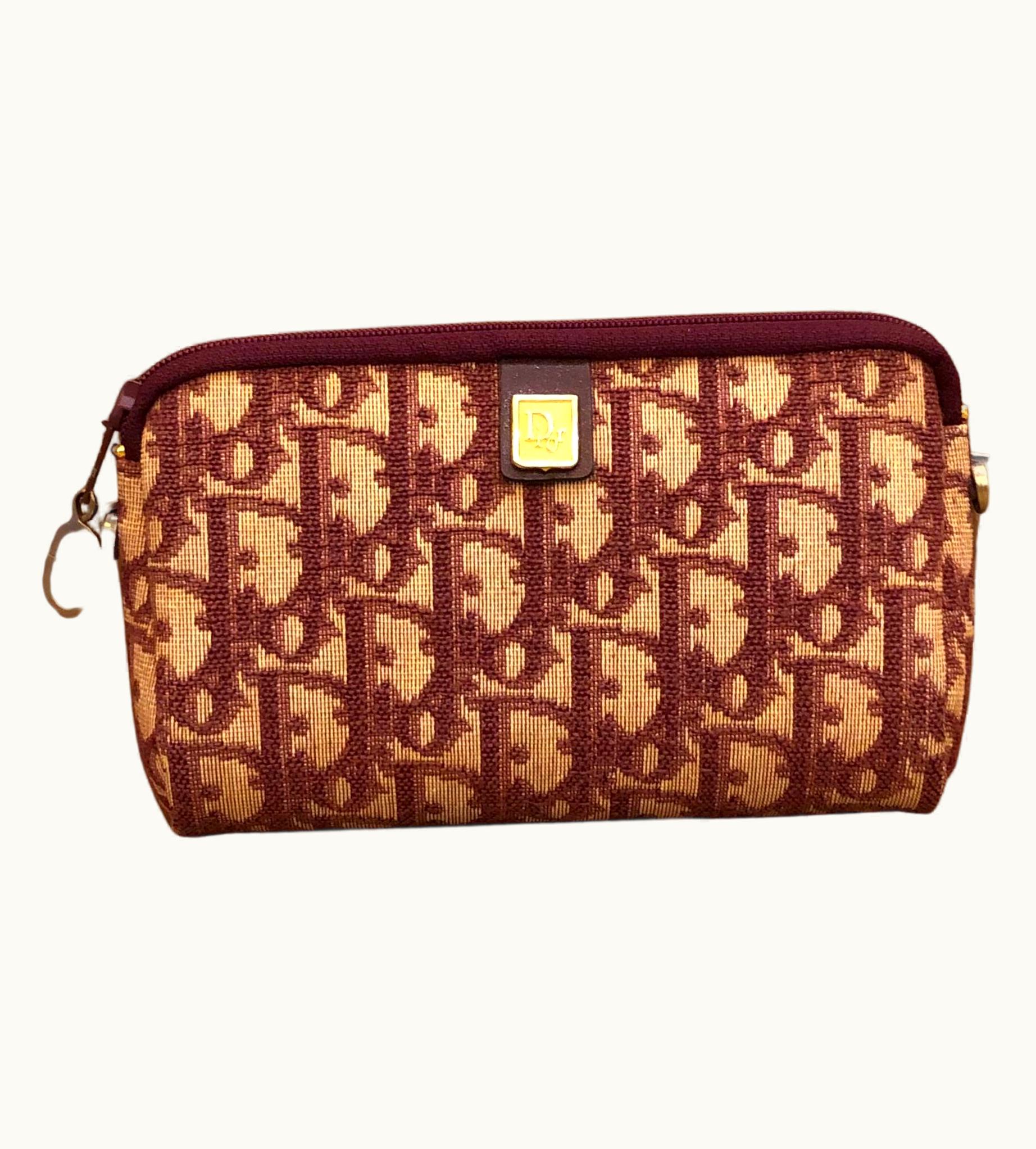 Dior Vintage Christian Dior Burgundy Jacquard Trotter Mini Pouch (Altered)