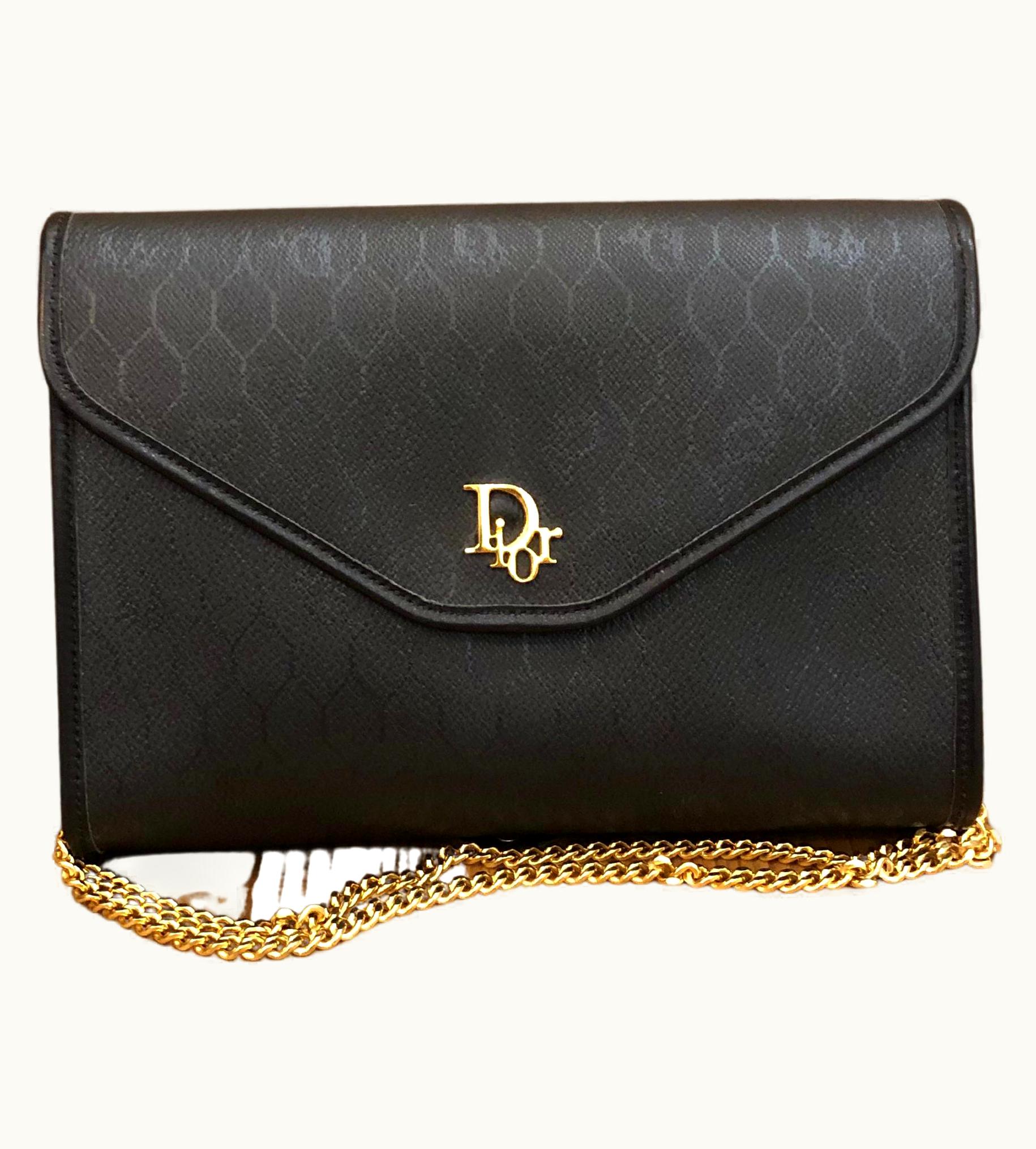 Dior Vintage Christian Dior Honeycomb Coated Canvas Chain Shoulder Bag