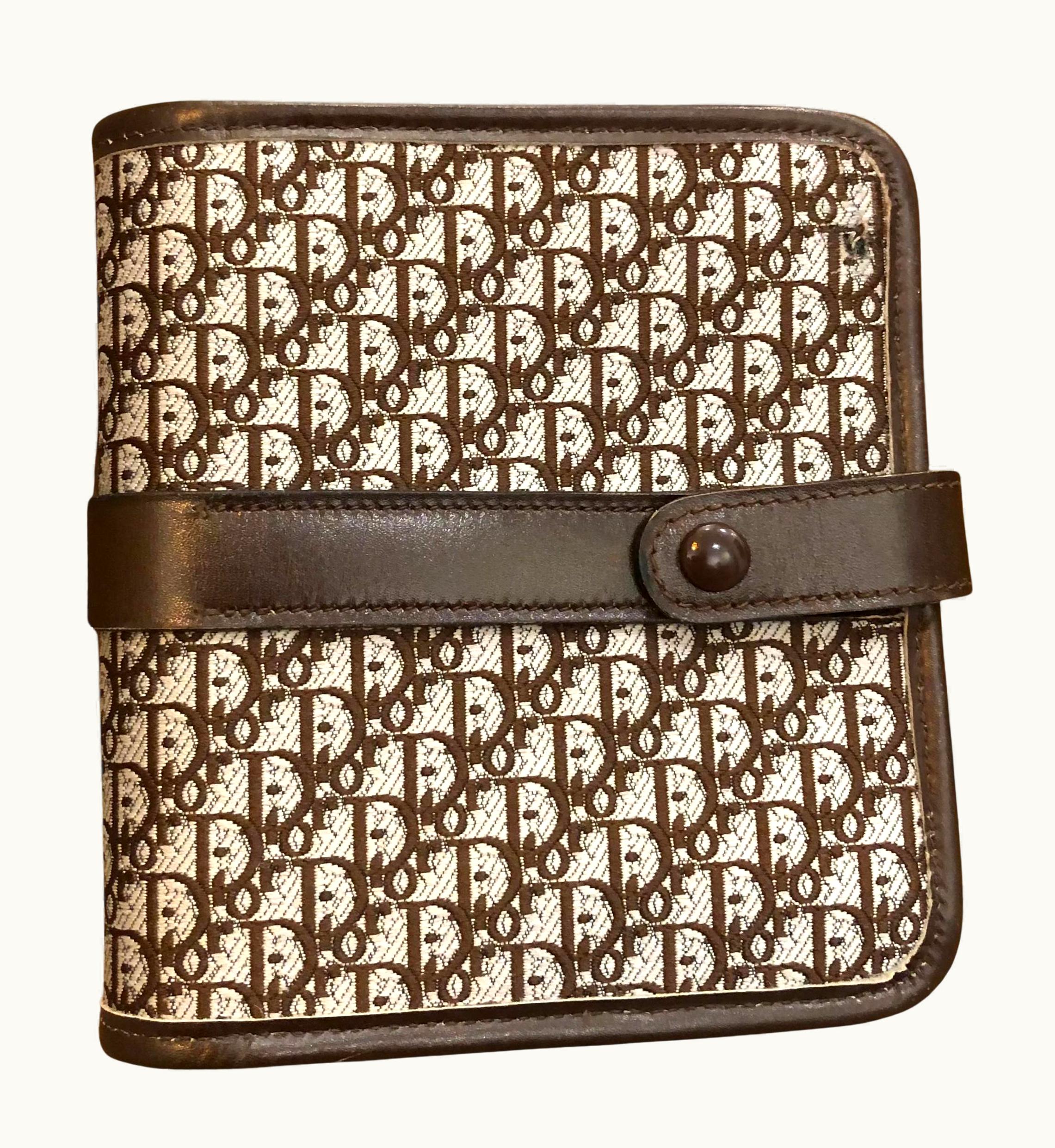 Dior Vintage Christian Dior Trotter Jacquard Bi-Fold Short Wallet Brown