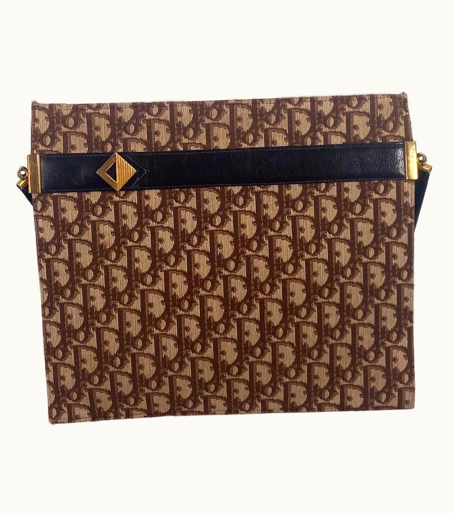 Dior Christian Dior Brown Trotter Shoulder Bag With Rare Initial Applique Vintage