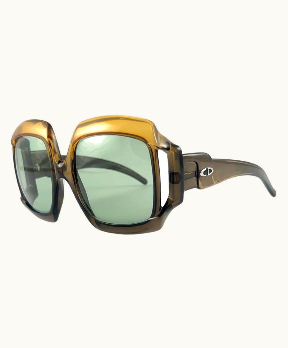 Dior Vintage Christian Dior D07 Green & Amber 1970' Optyl Sunglasses