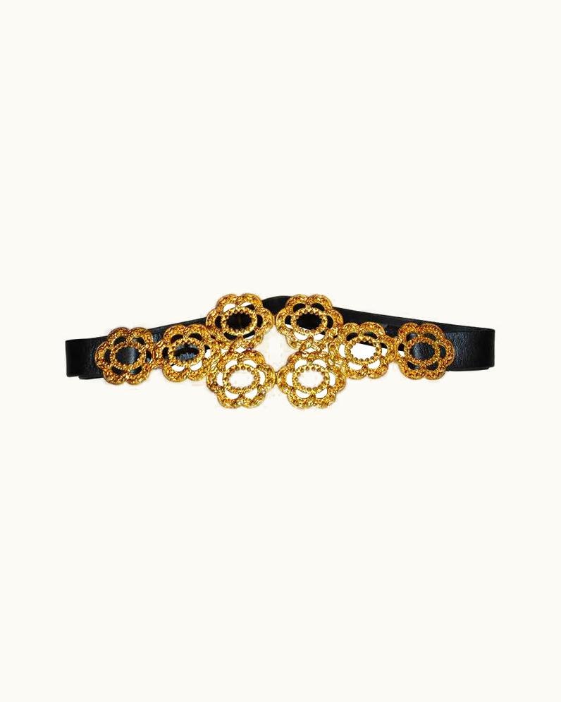 Dior Christian Dior Large Gilded Gold Hardware Buckle And Belt