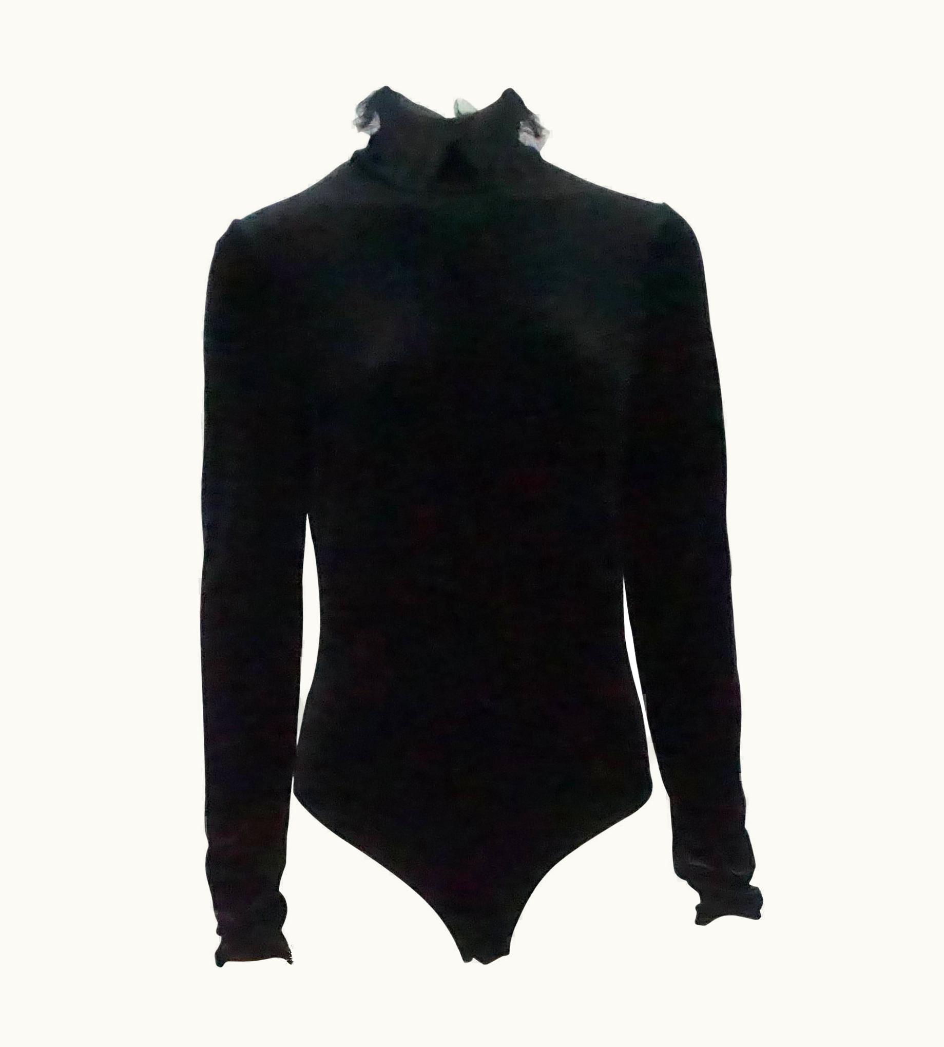 Dior Christian Dior Black Velvet Bodysuit - 42 - Circa 70'