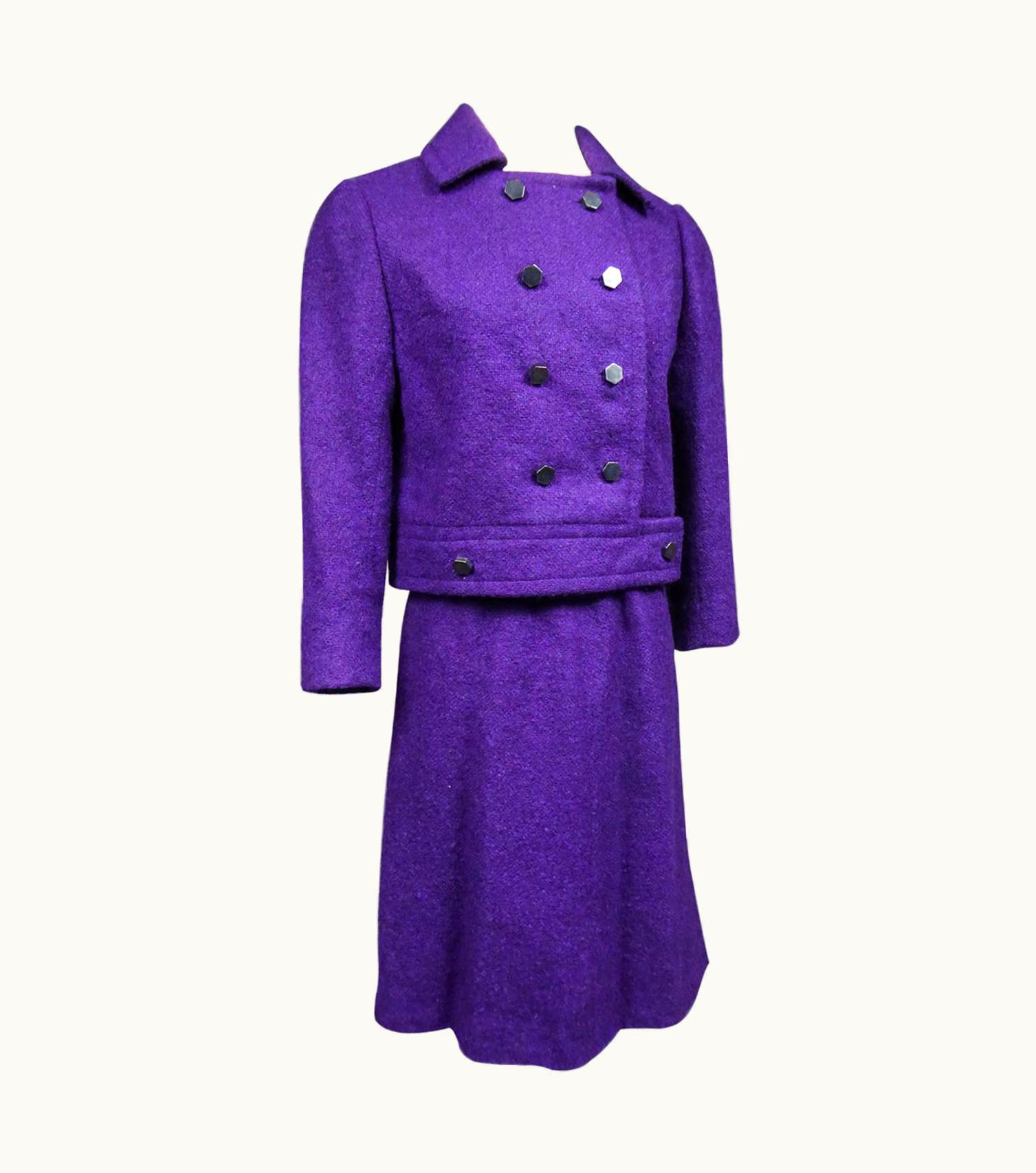 Dior A Dior Demi Couture Purple Mohair Woolen Skirt Suit Circa 1975