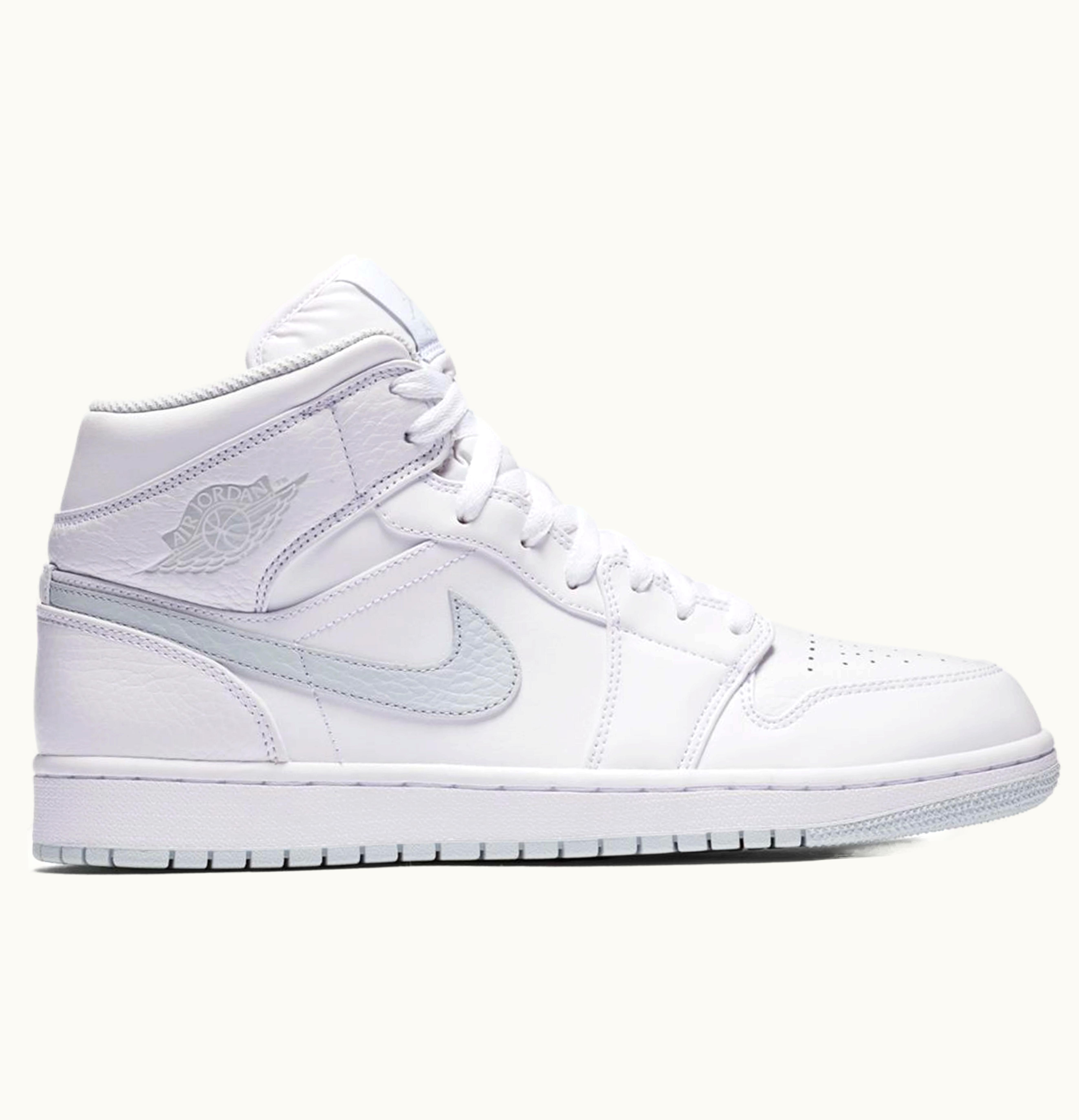 Jordan Air Jordan 1 Mid White Pure Platinum Swoosh