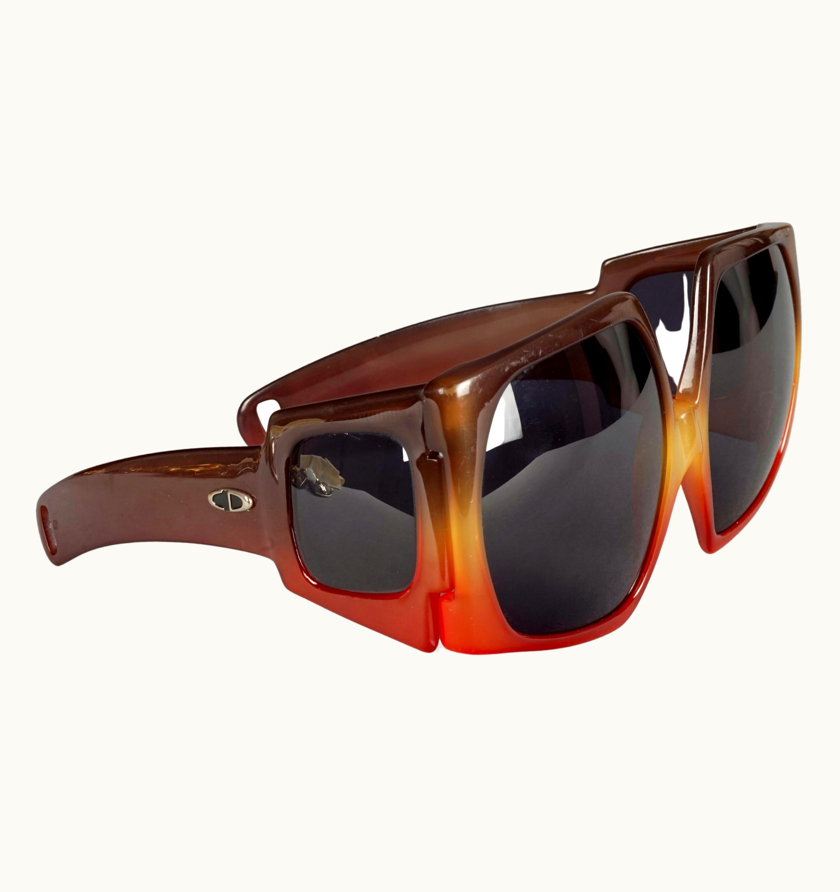 Dior Vintage Christian Dior Lady Gaga Square Side Lenses Oversized Sunglasses