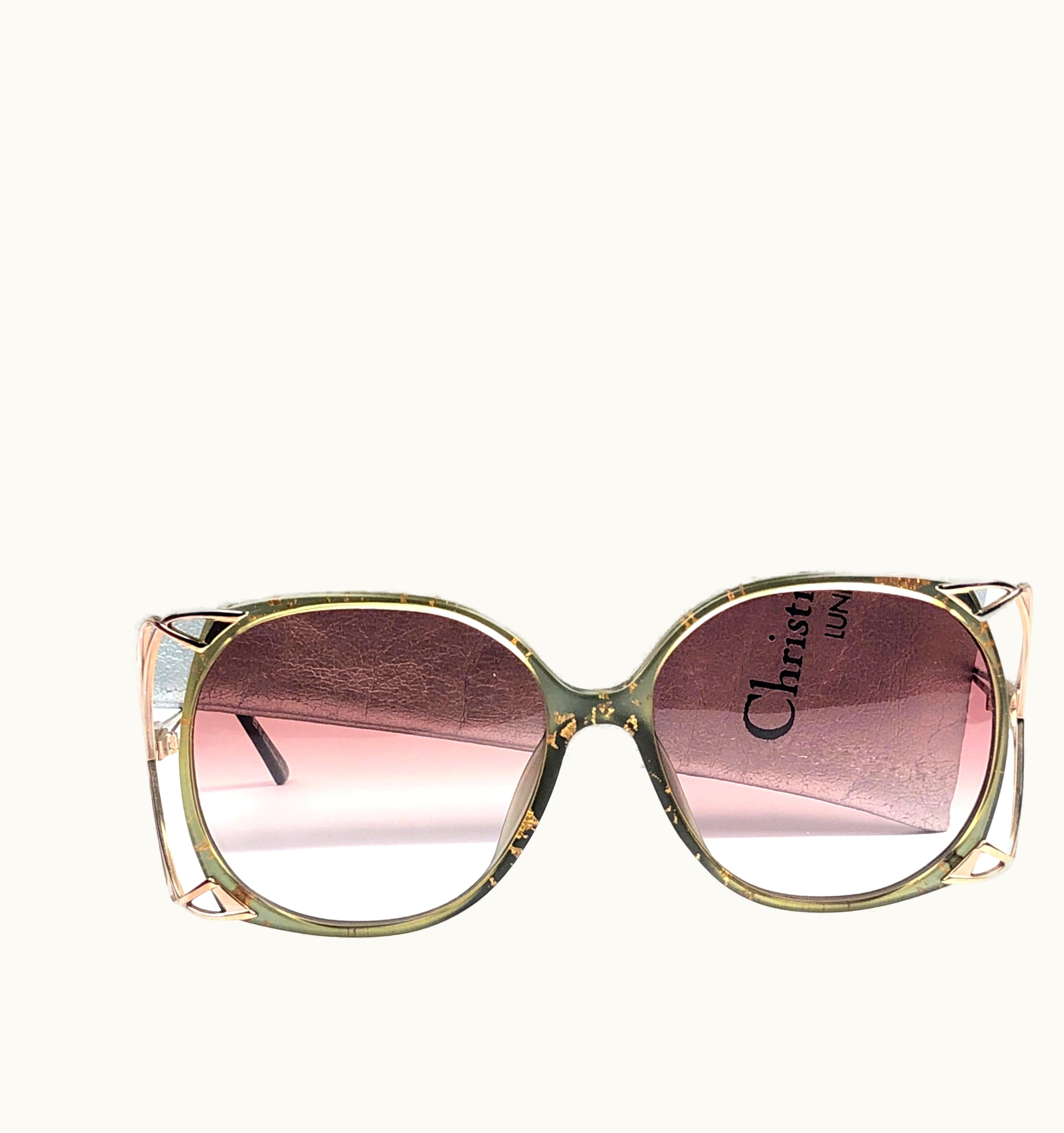 Dior Vintage Christian Dior 2610 Green & Gold Accents 1980' Sunglasses