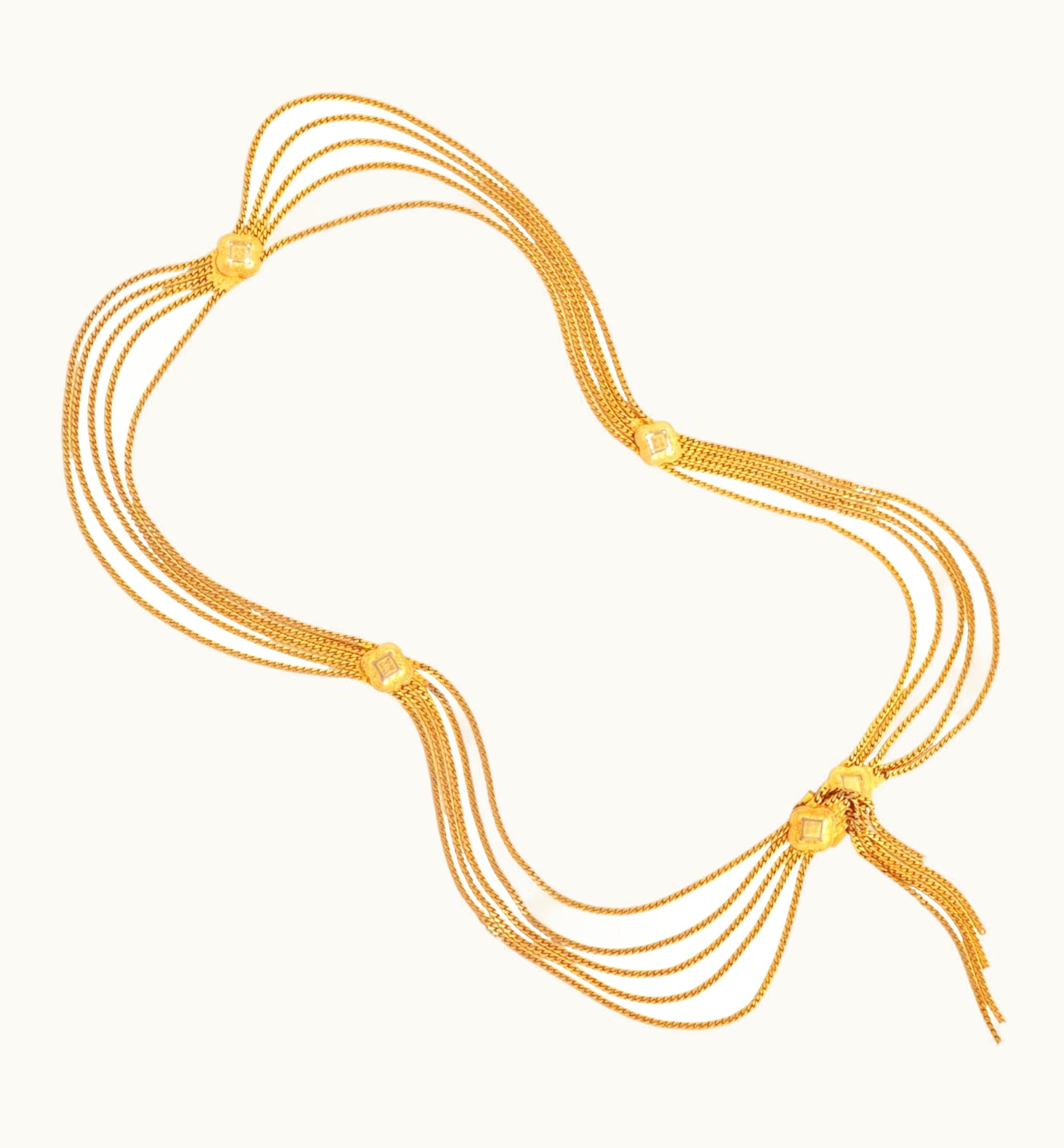 Dior Five Strand Draped Gold Chain Belt With Tassel By Christian Dior, 1970s