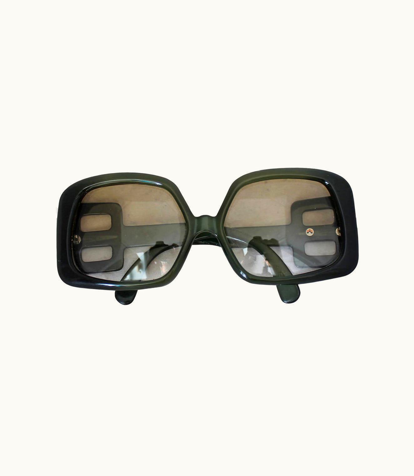 Dior Christian Dior 1970' Vintage Olive Square Sunglasses
