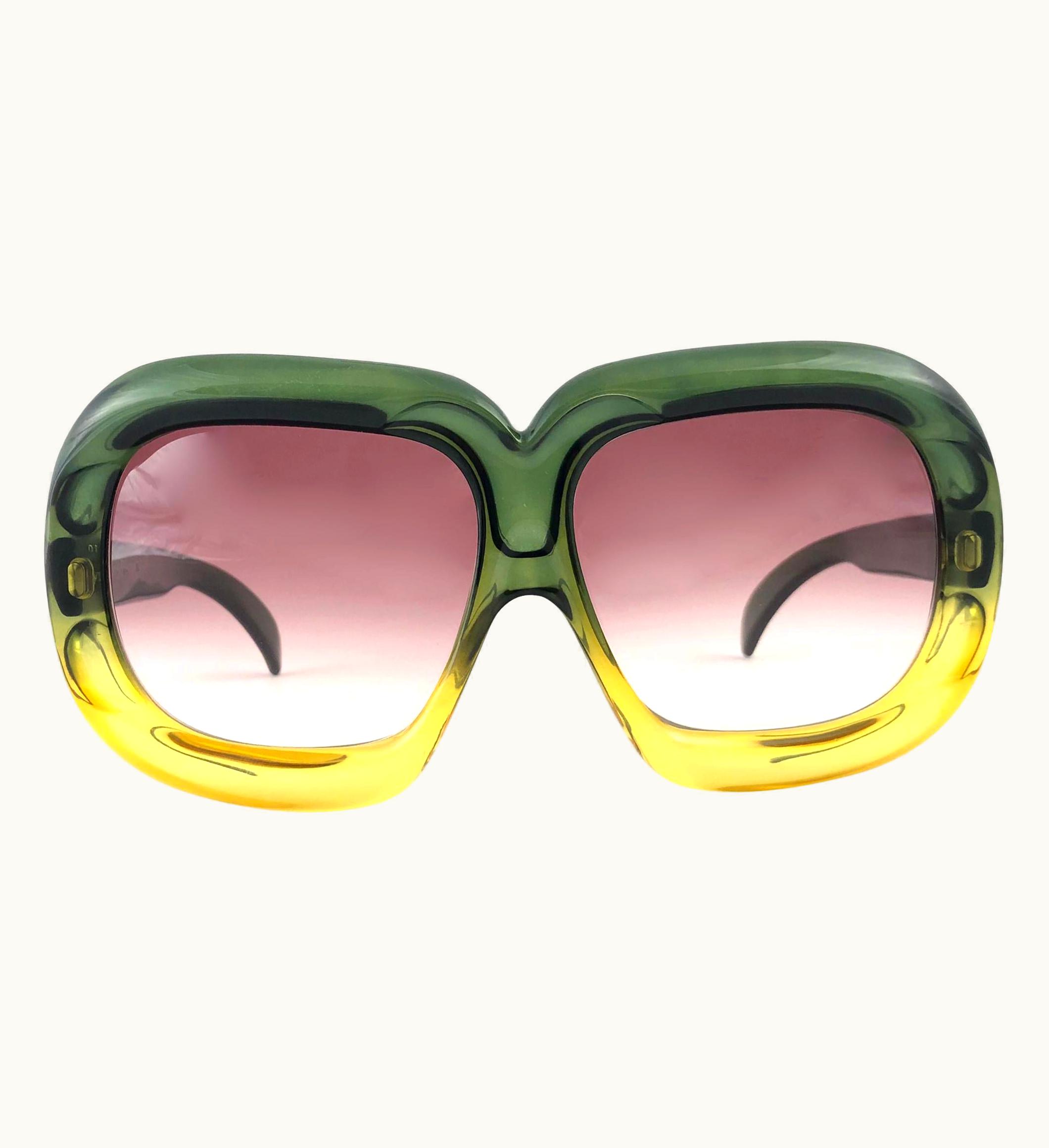 Dior Vintage Christian Dior D10 Huge Two Tone Amber & Green Optyl Sunglasses