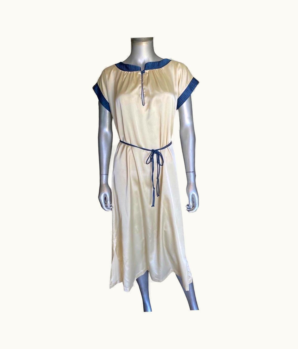 Dior Christian Dior Lingerie Label Creme Charmeuse Navt Trim Chemise Dress ed