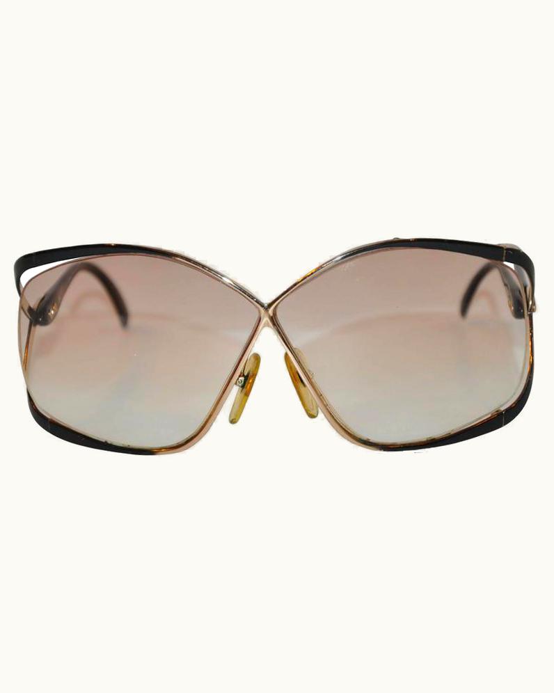 Dior Christian Dior Huge Gilded Gold Hardware, Black Lucite Overlay Glasses