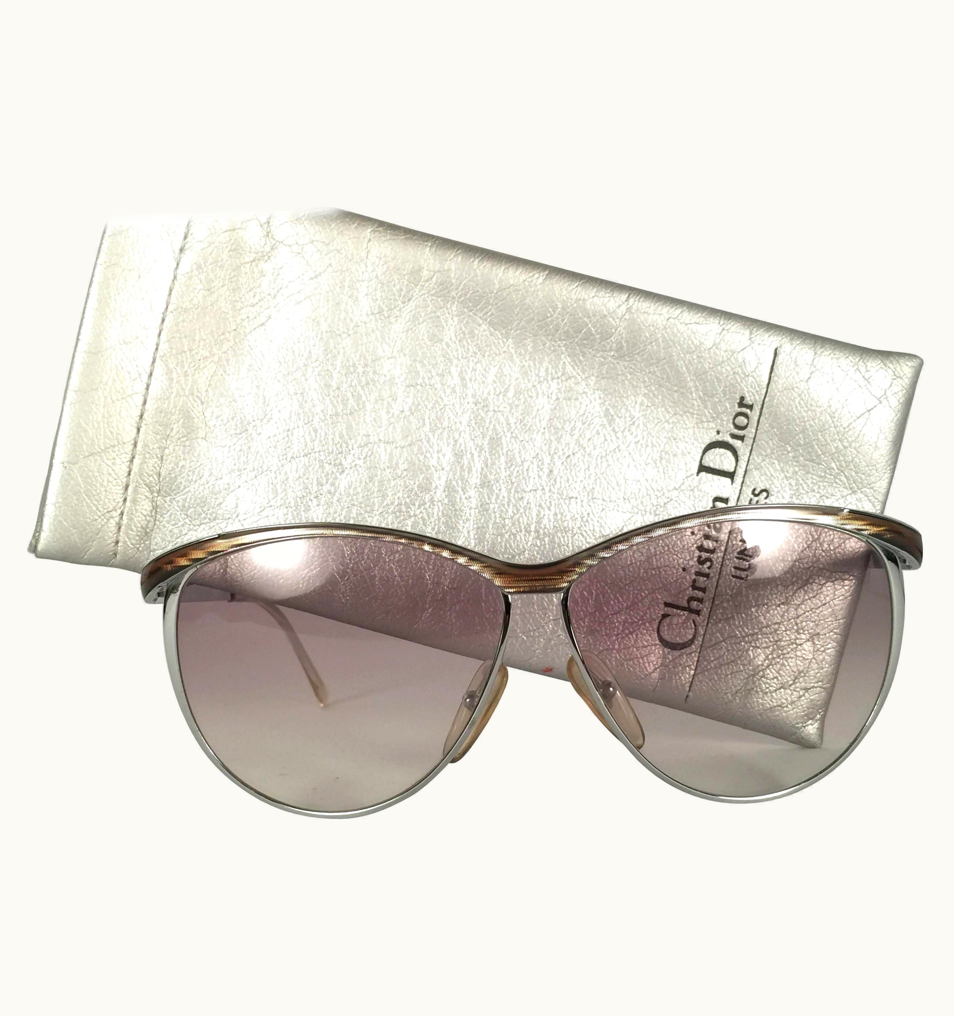 Dior Mint Vintage Christian Dior 2150 Oversized Silver Optyl Sunglasses Germany