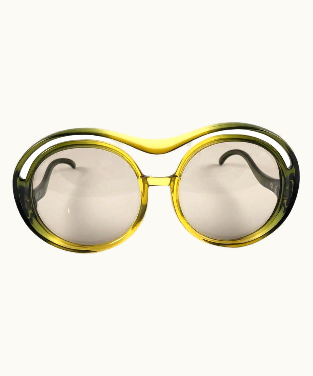 Dior Vintage Miss Dior Two Tone Green Mask Light Green Lenses 70' Austria Sunglasses