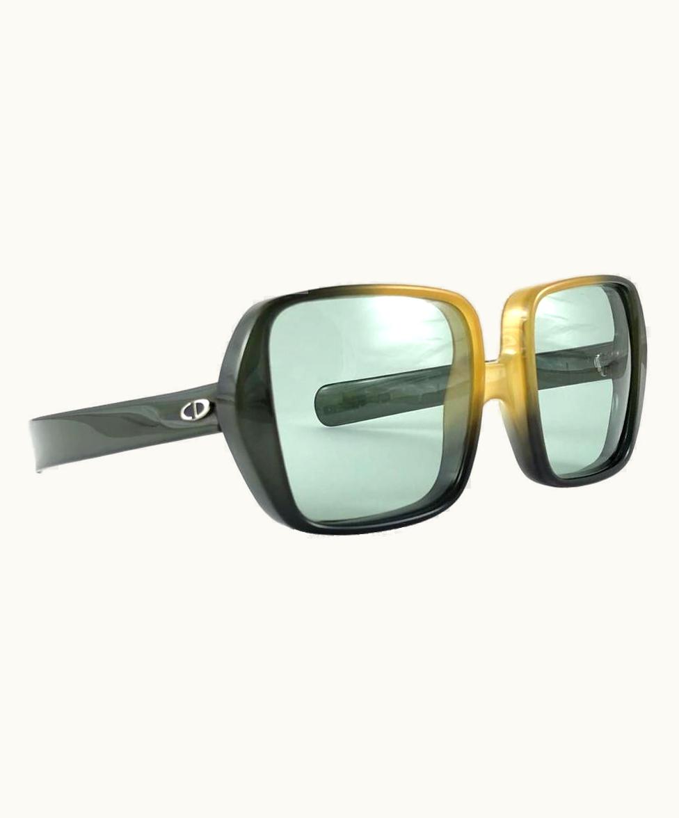 Dior Vintage Christian Dior Uber Oversized Two Tone Green Optyl Sunglasses