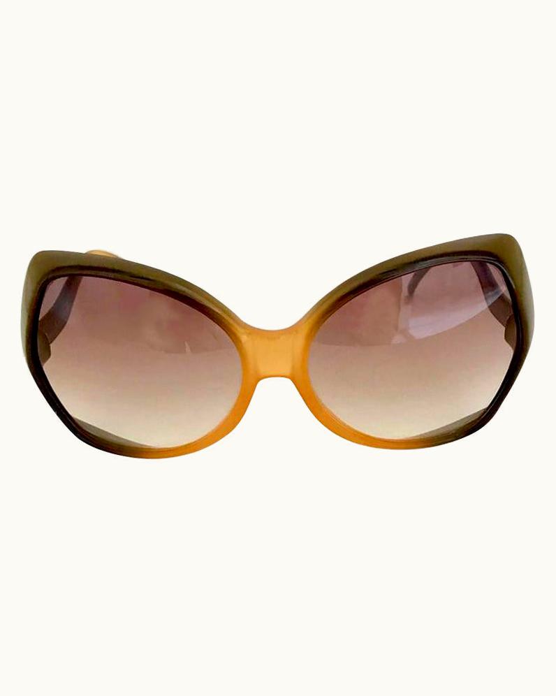 Dior Christian Dior Model D06 Gradient Amber Khaki Oversized Sunglasses, 1970s