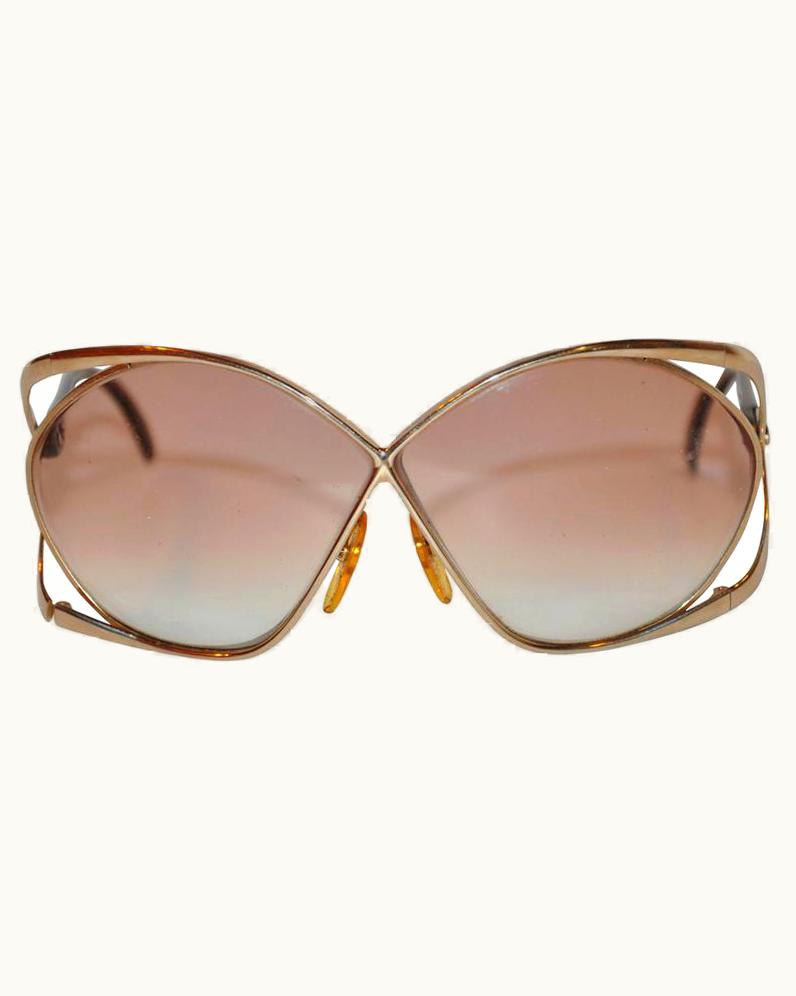 Dior Christian Dior Huge Gilded Gold Hardware With Brown Lucite Arms Sunglasses