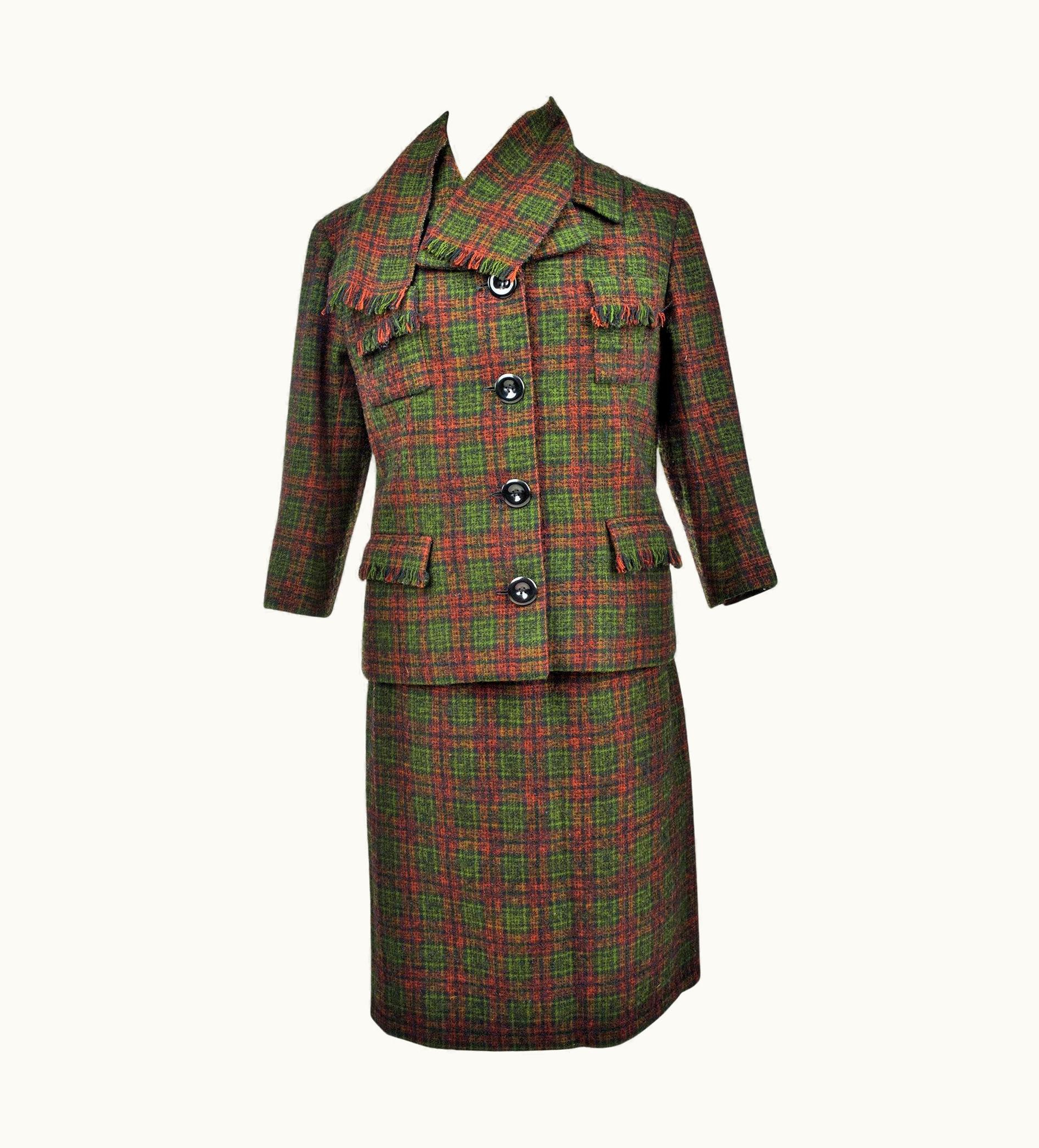 Dior A French Dior/Bérénice Demi Couture Skirt Suit Wool Tartan, French Circa 1970