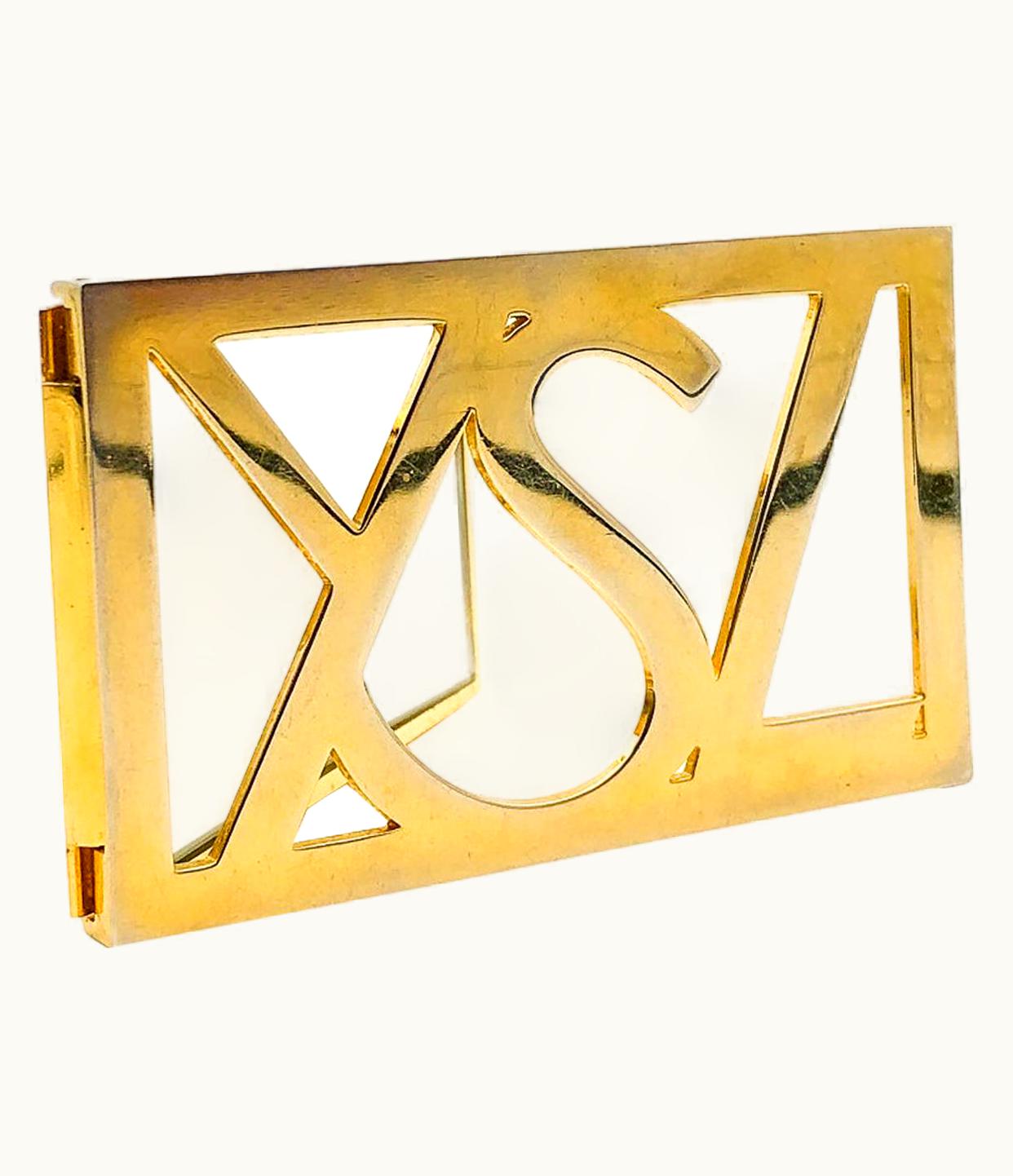 Saint Laurent Vintage Yves Saint Laurent YSL Cut Out Logo Folding Mirror 1970s