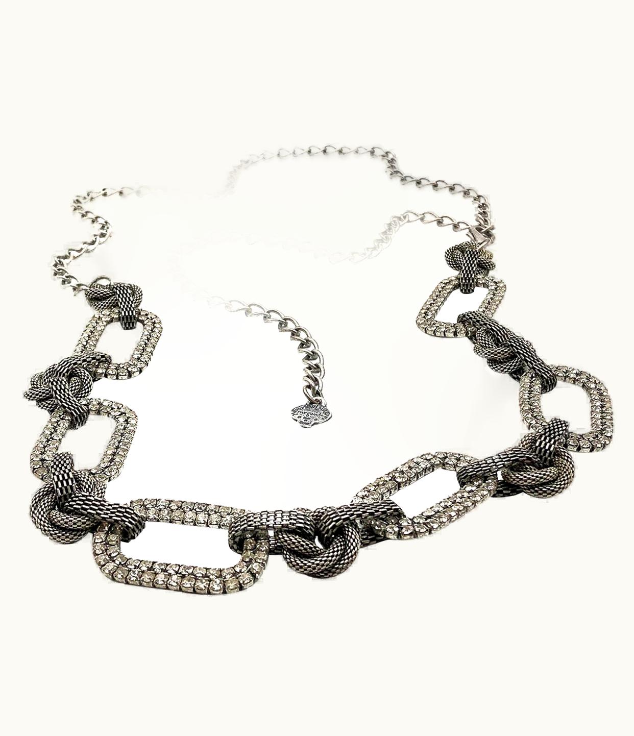 Saint Laurent Vintage Yves Saint Laurent Rive Gauche Gunmetal & Crystal Belt 1970s UZ0568764