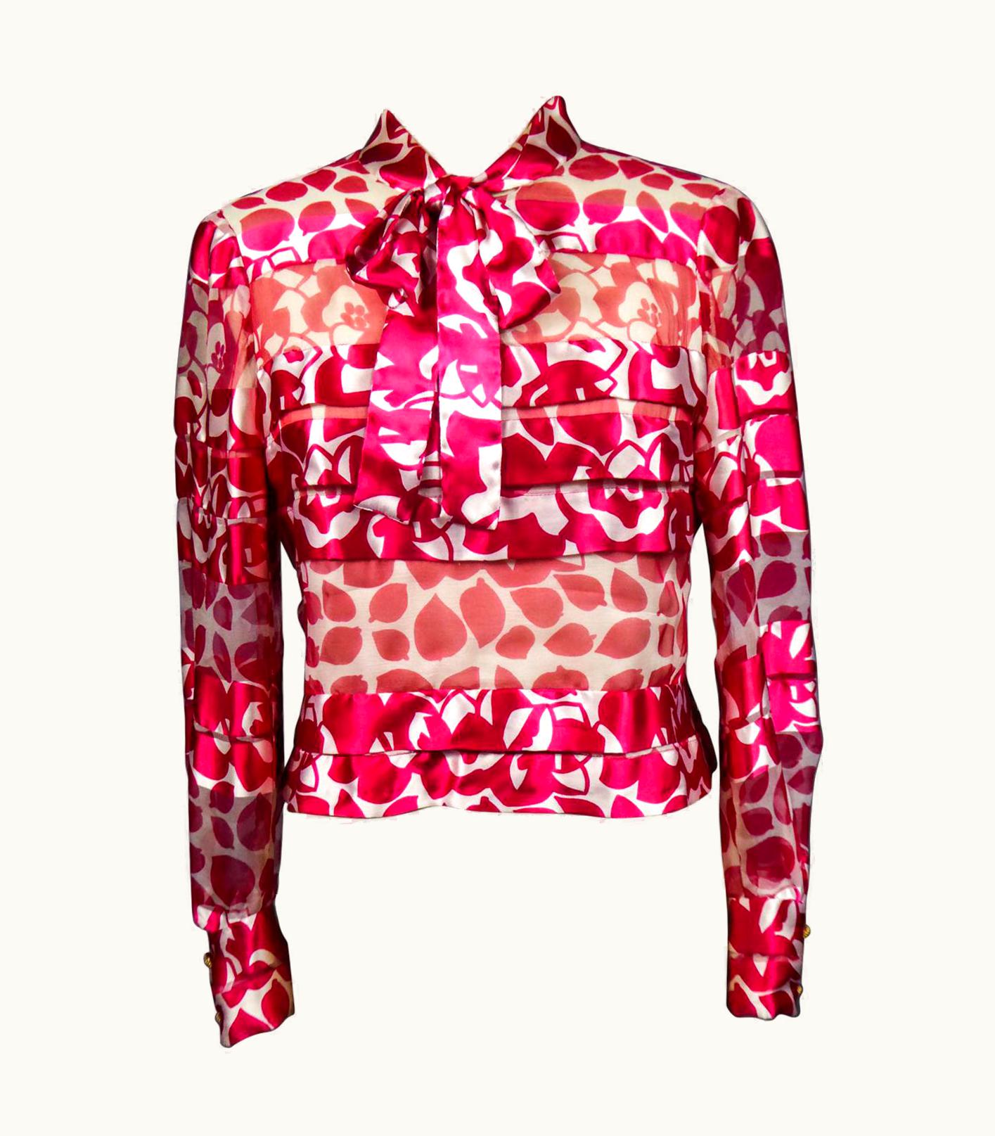 Chanel A Chanel Blouse In Printed Silk Numbered 46641 Circa 1970