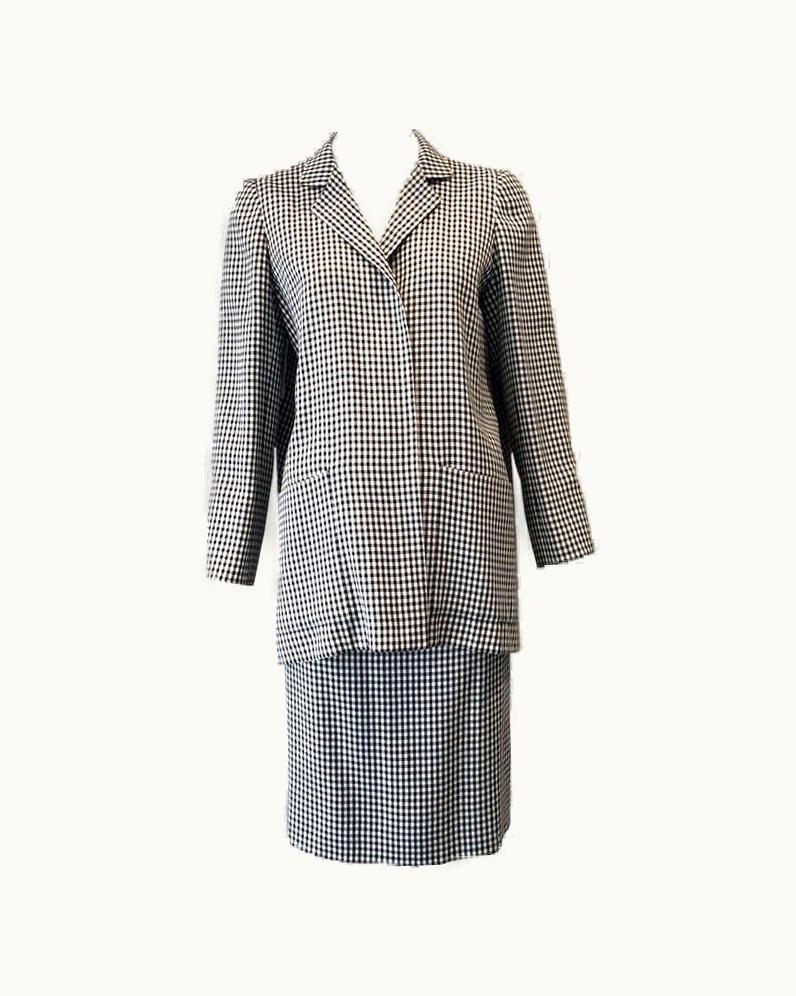 Dior Chistian Dior Printemps- Ete 1979 Plaid Swing Coat And Skirt