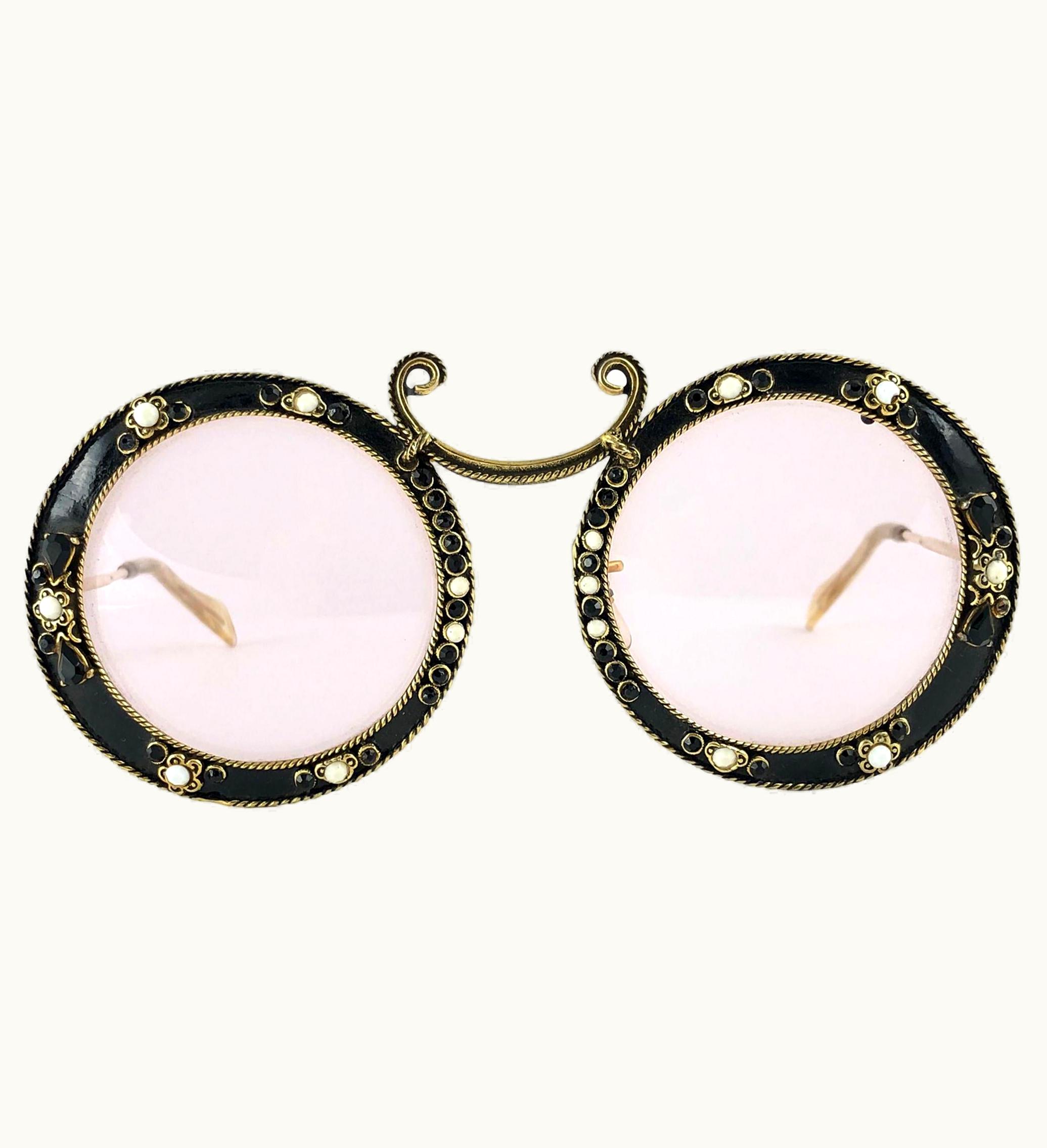 Dior Ultra Rare 1960 Christian Dior Enamel Jewelled Black Archive Dior Sunglasses