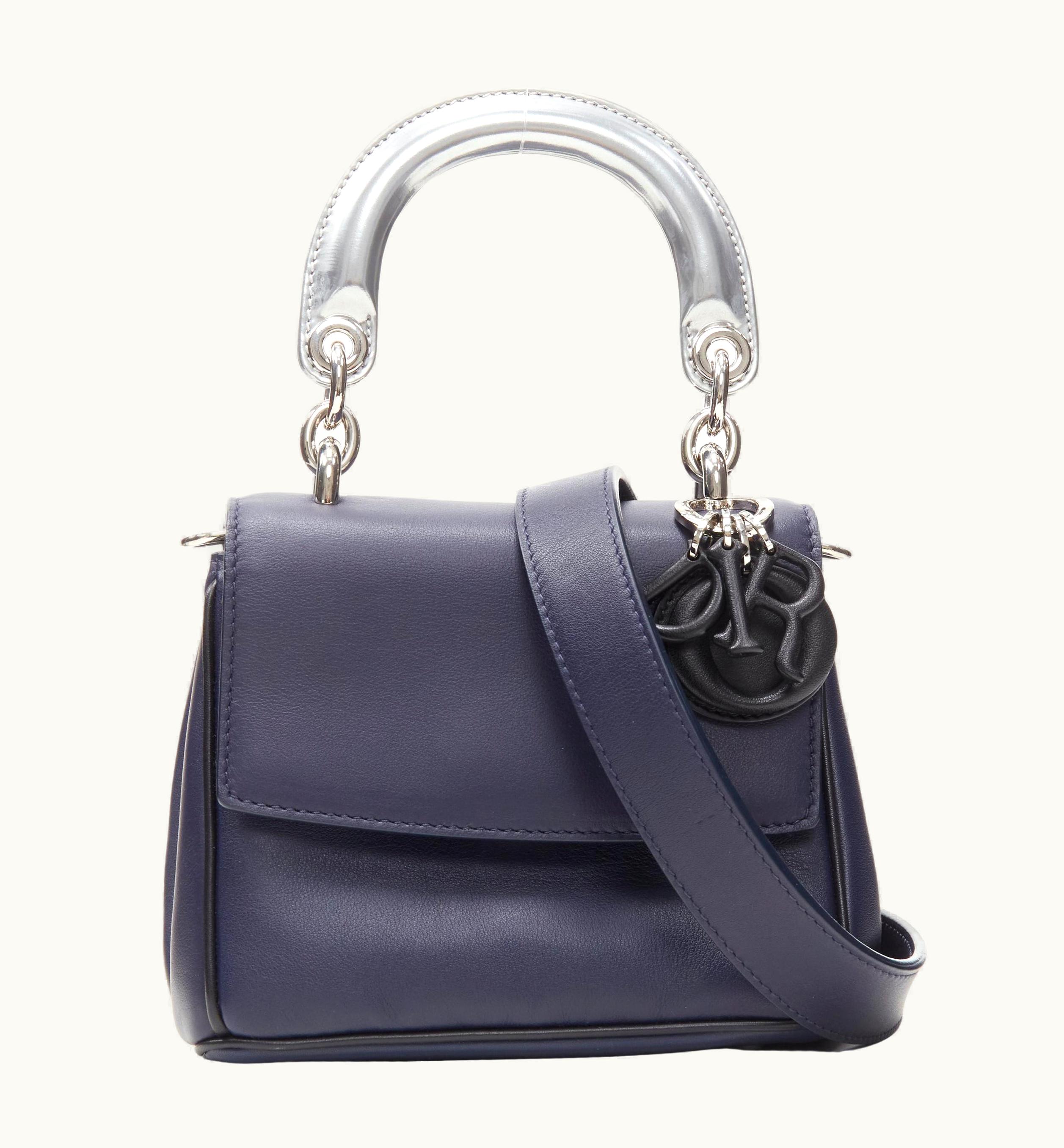 Dior Christian Dior Be Dior Micro Blue Silver Leather Flap Small Shoulder Bag