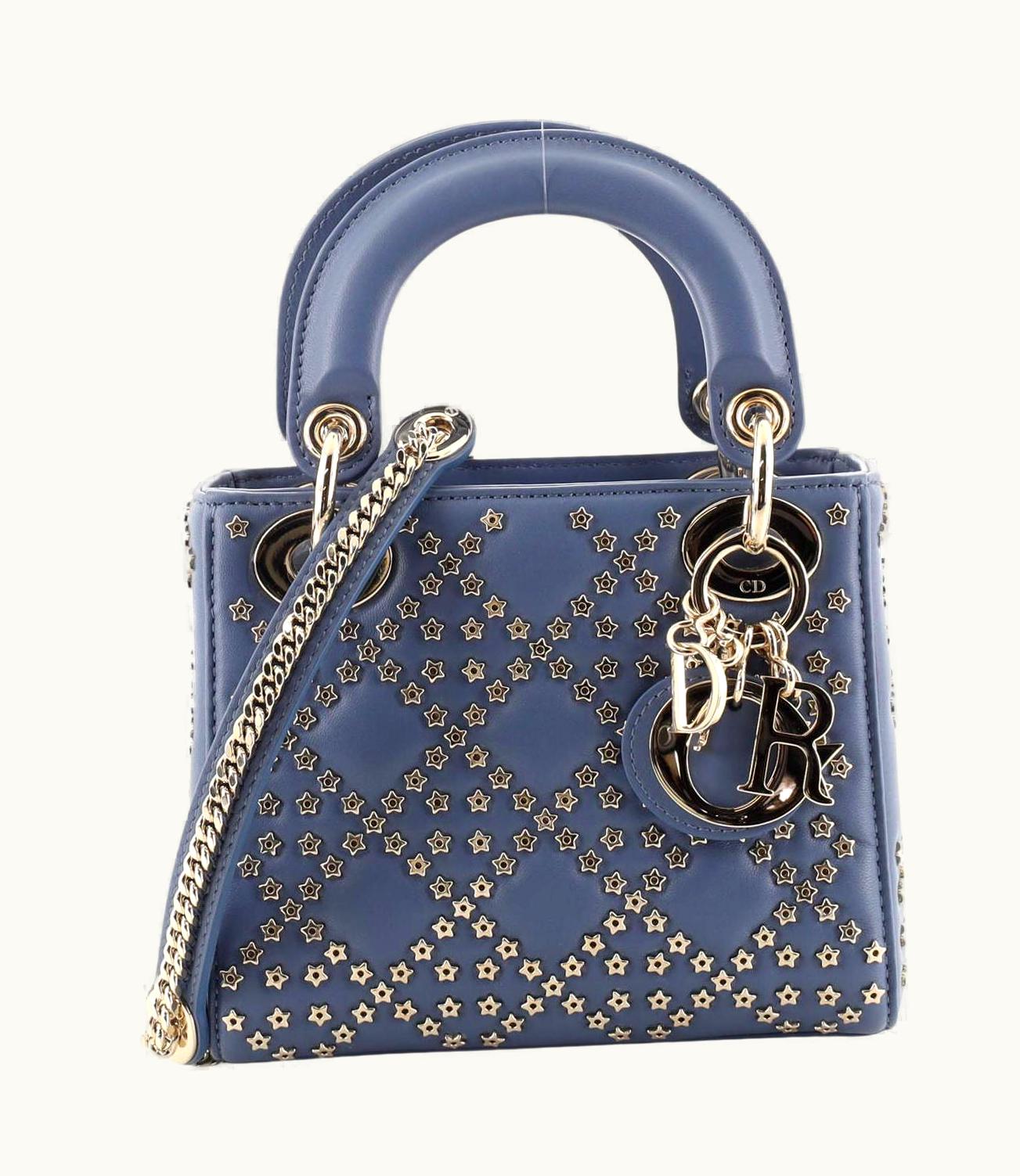 Dior Christian Dior Lady Dior Chain Bag Cannage Lucky Star Studded Lambskin Mini