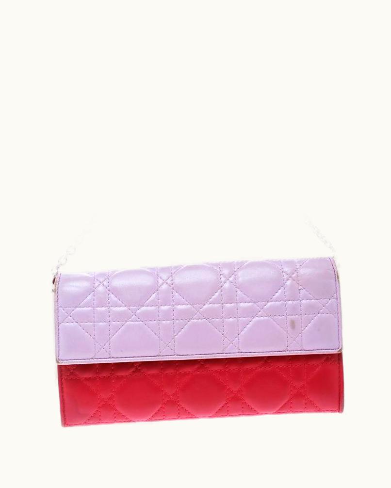 Dior Dior Two Tone Pink Cannage Leather Lady Dior Rendez-Vous Wallet